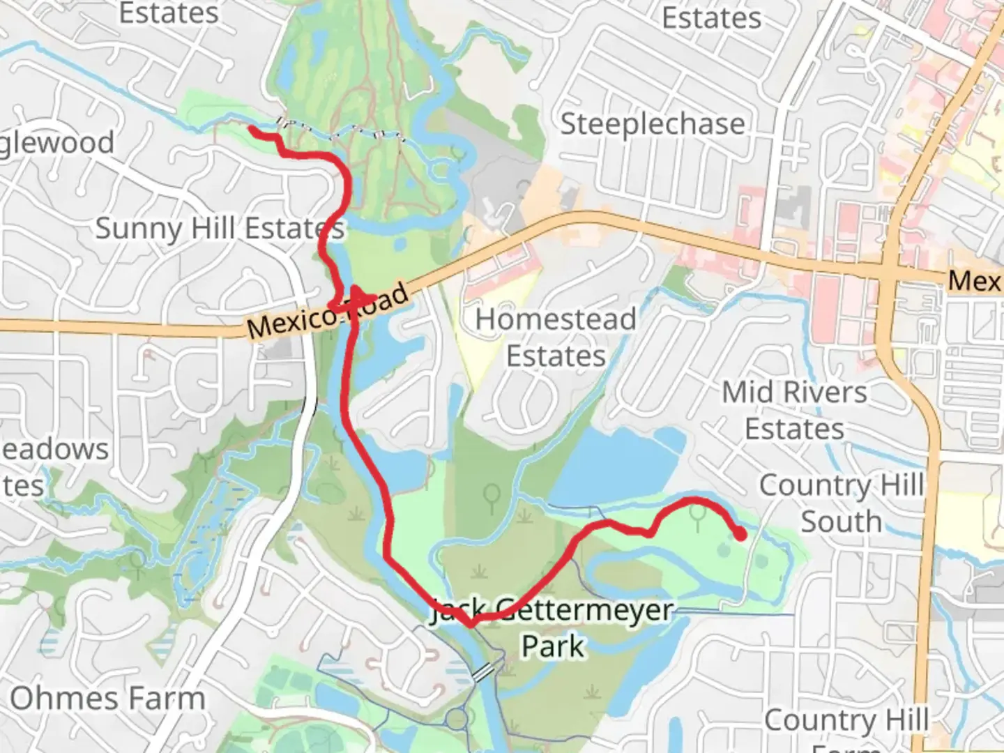 An image depicting the trail Dardenne Greenway Trail and its surrounding area.