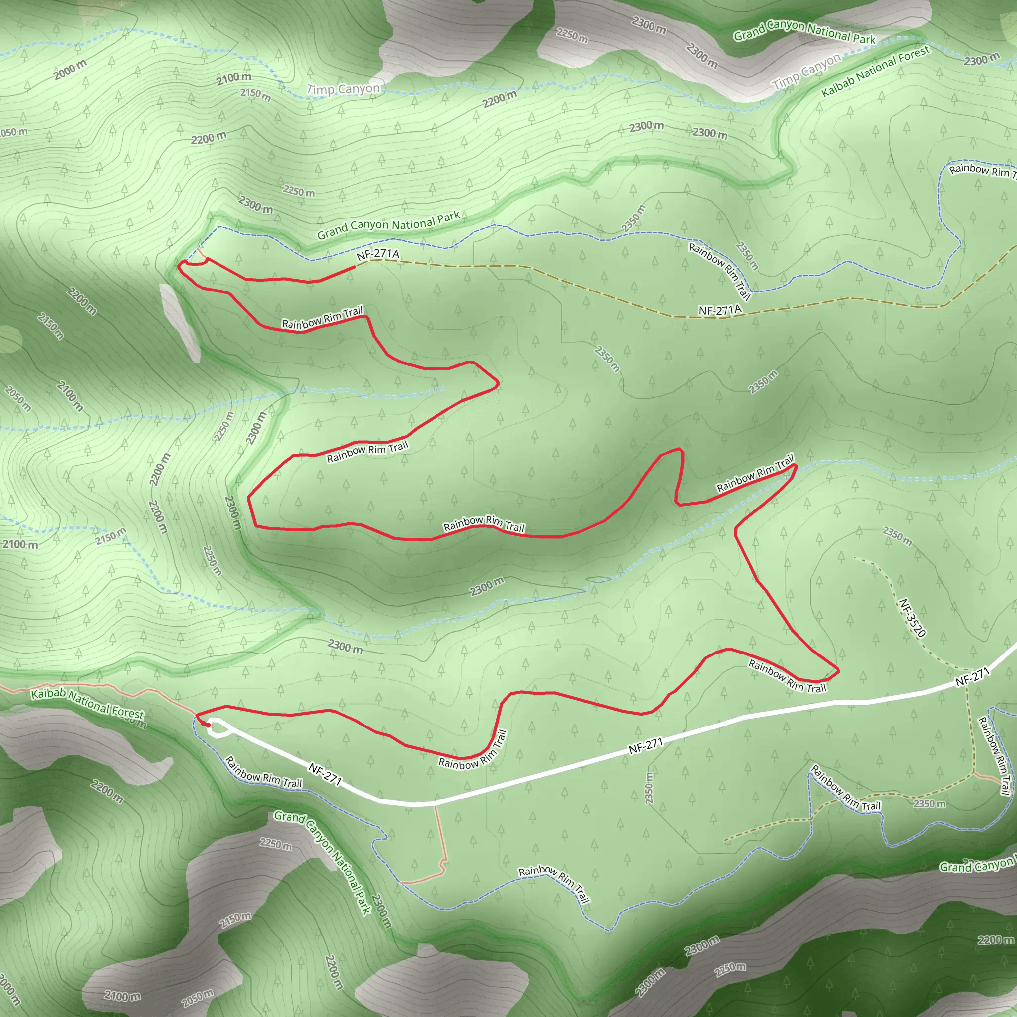 Rainbow Rim Trail - Short mobile static map