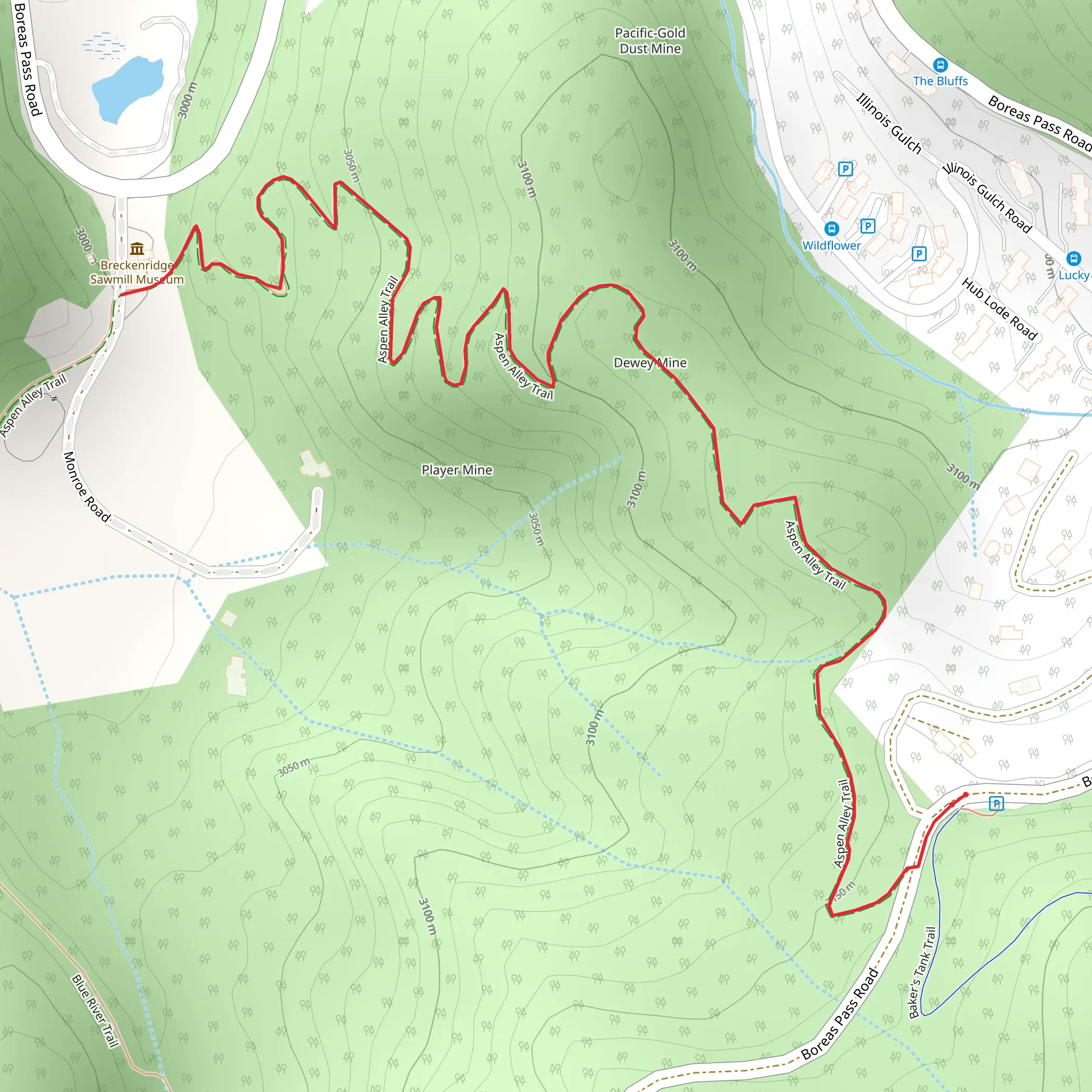 Aspen Alley Trail mobile static map
