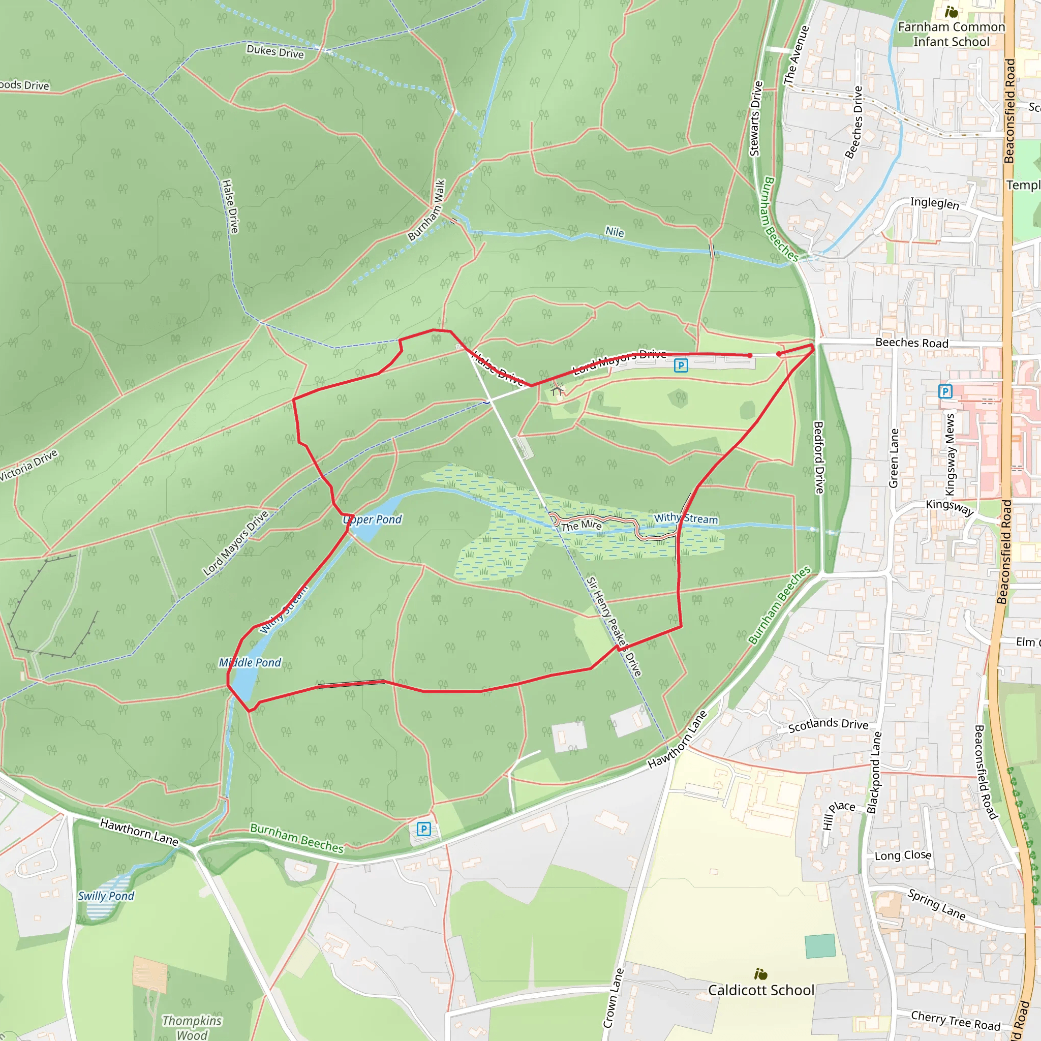 Burnham Beeches Loop mobile static map