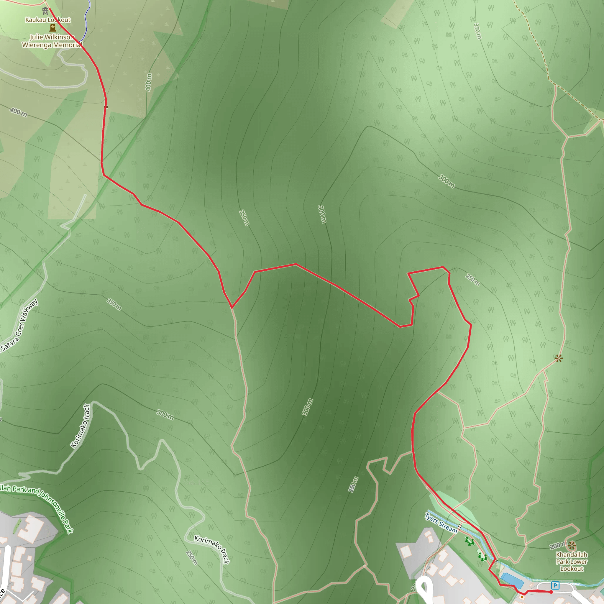Mount Kaukau via Woodmancote Road mobile static map