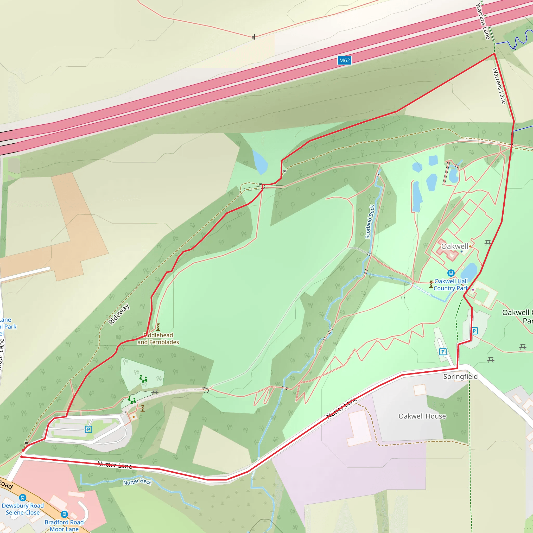 Oakwell Country Park Loop mobile static map