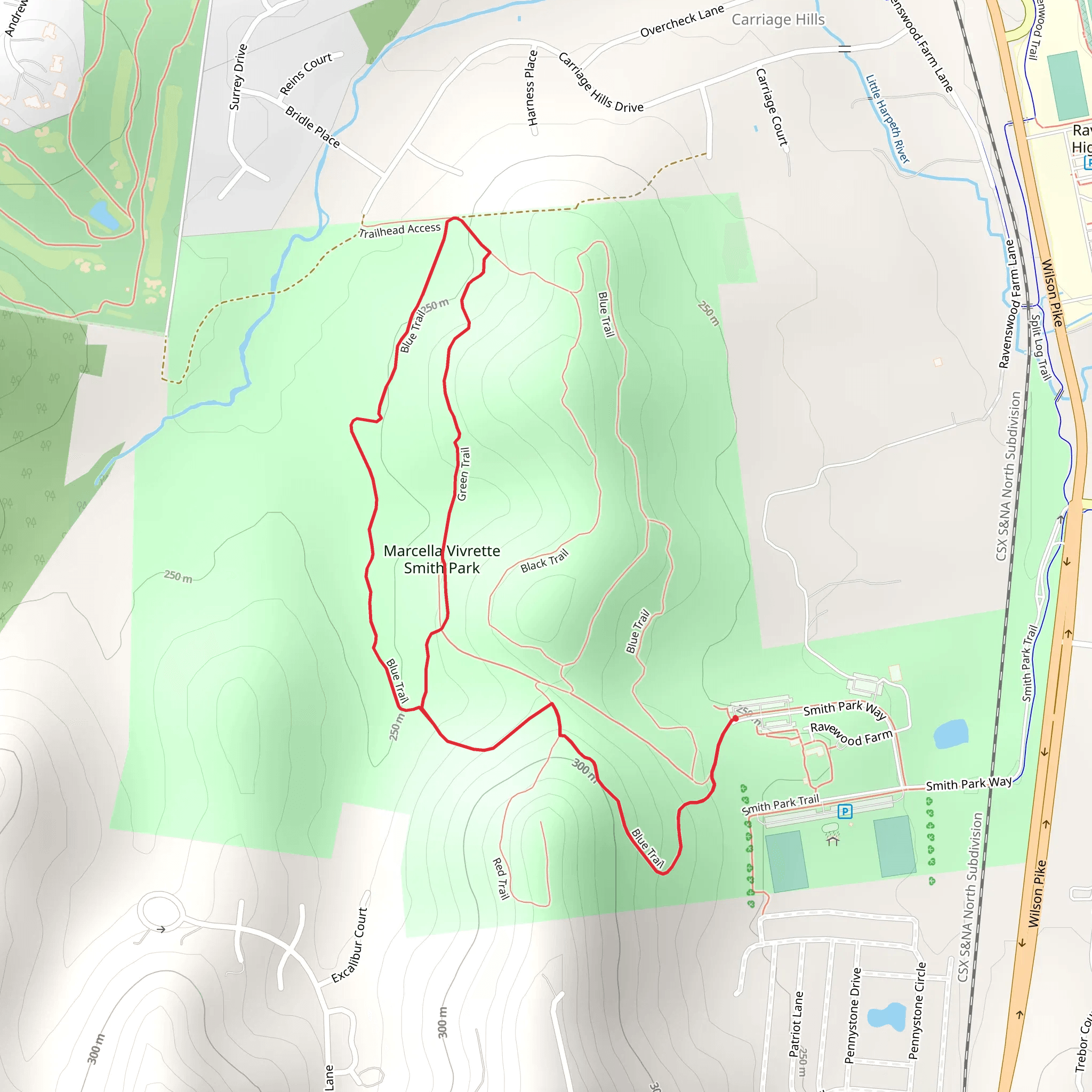 Blue Trail and Green Loop Trail mobile static map