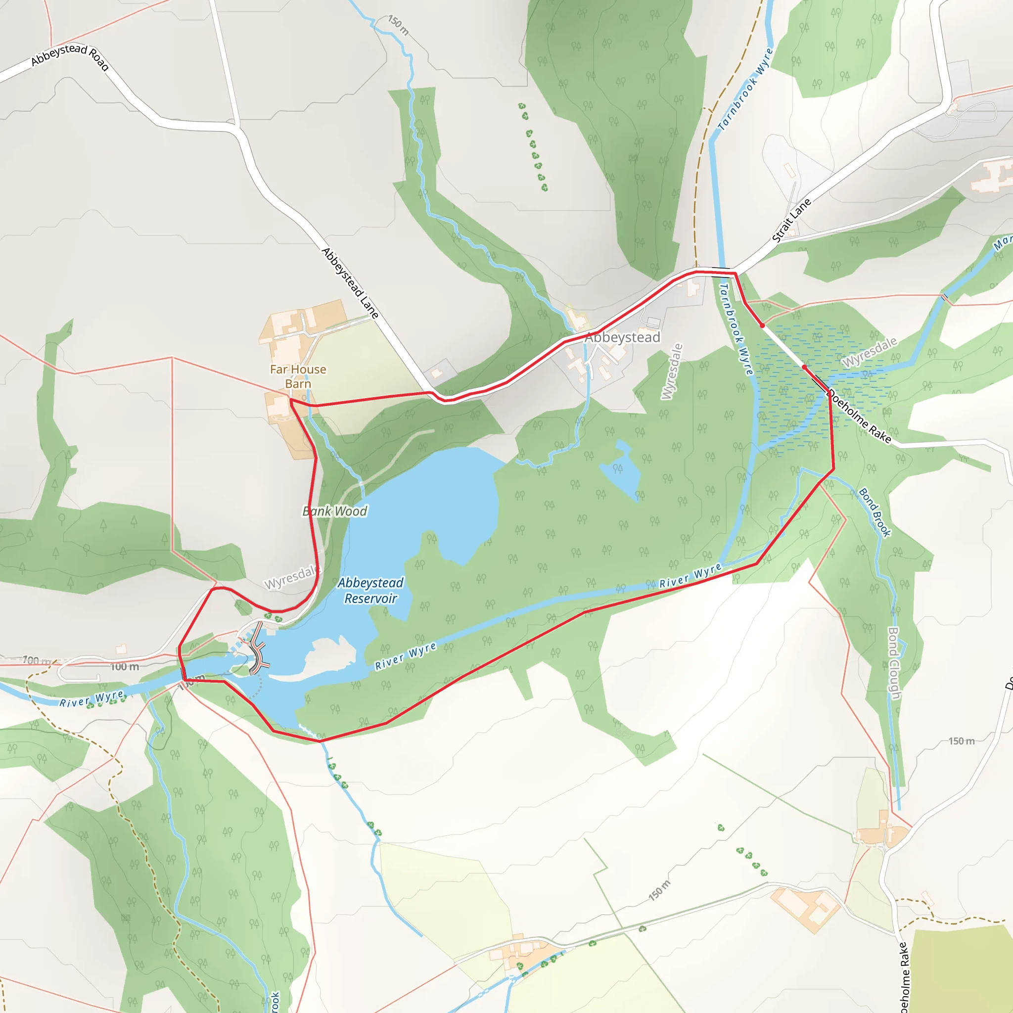Abbeystead Reservoir Loop mobile static map