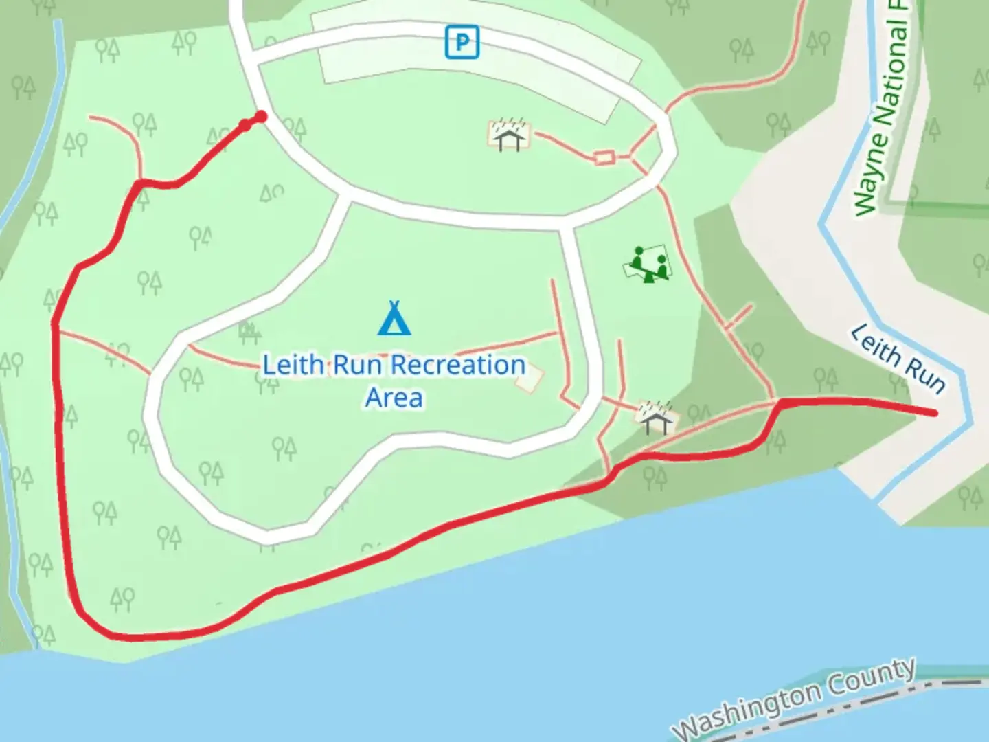 An image depicting the trail Leith Run Gazebo Trail and its surrounding area.
