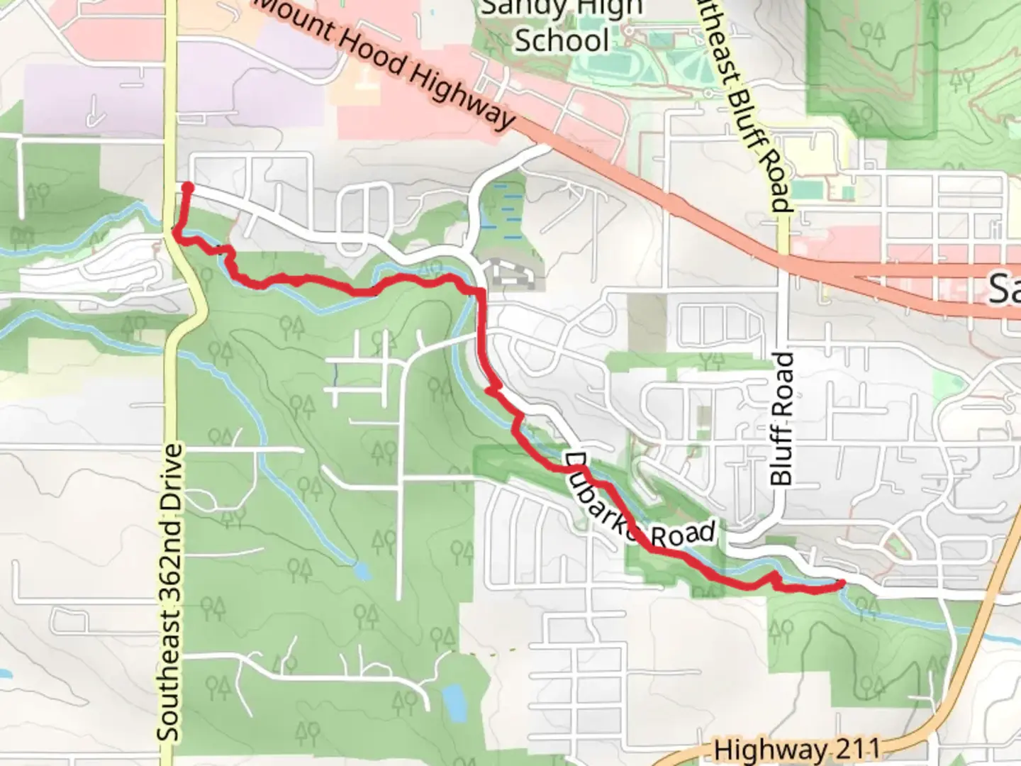 An image depicting the trail Tickle Creek Trail - Dubarko Road and its surrounding area.