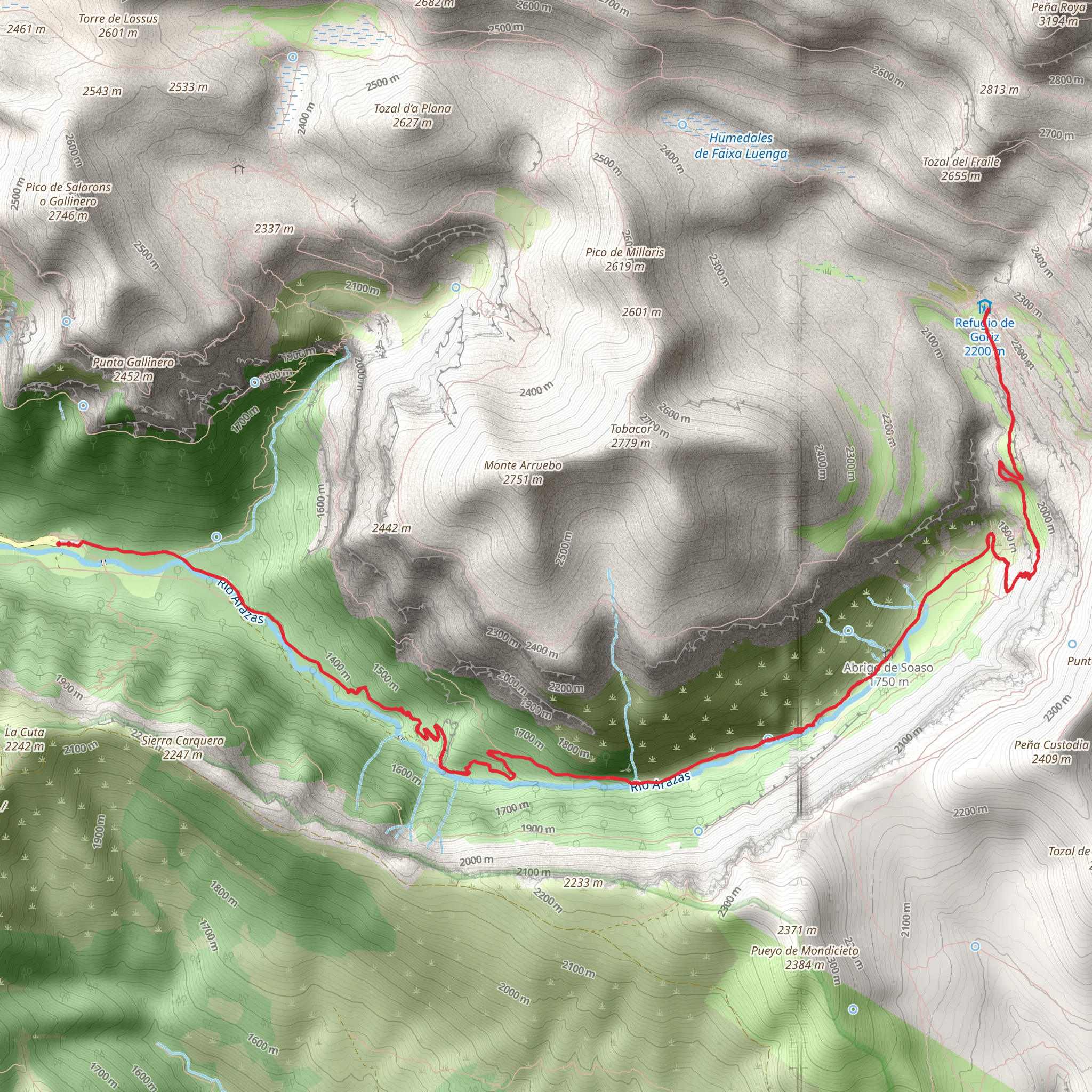 Pradera de Ordesa - Cola de Caballo - Refugio de Goriz mobile static map