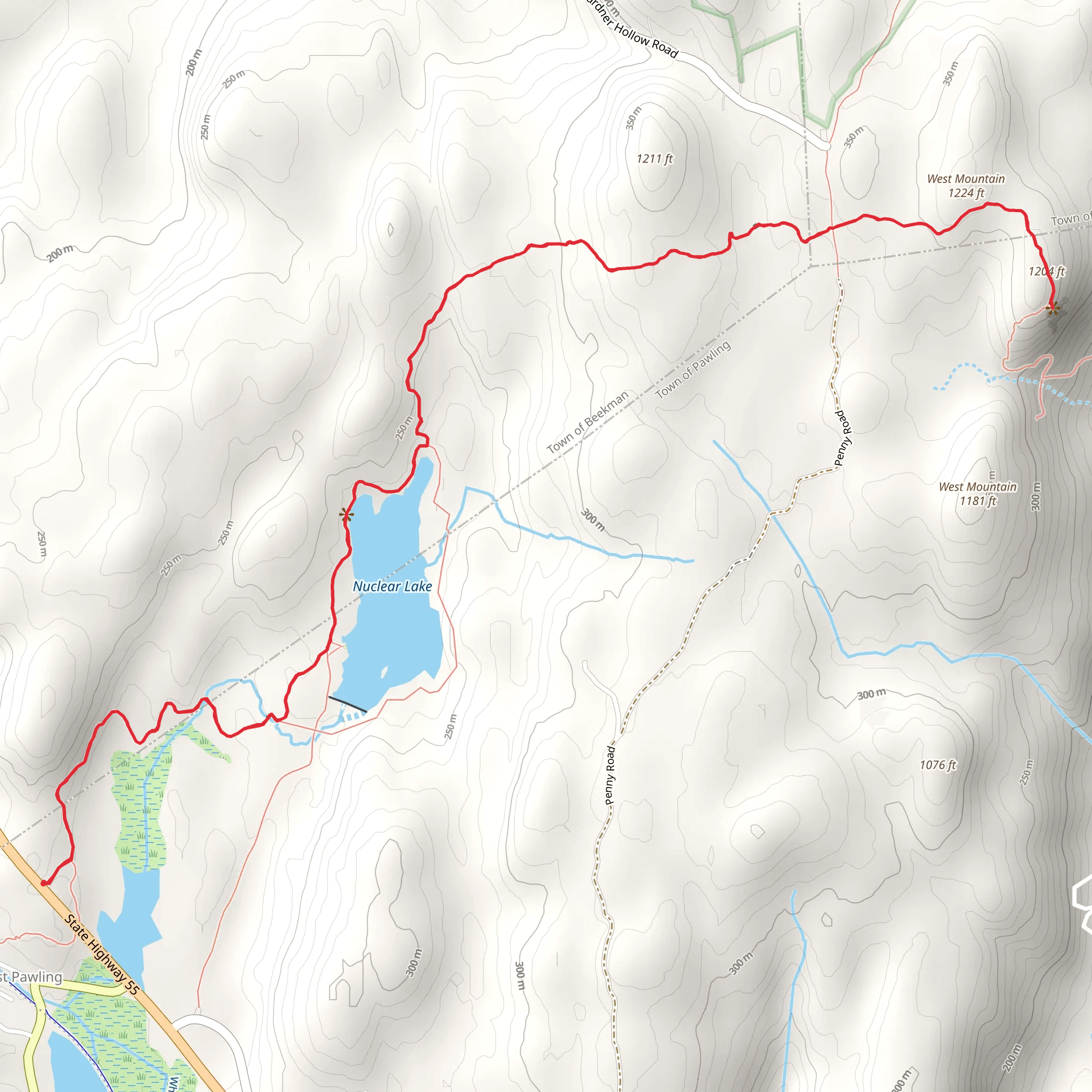 West Mountain and Nuclear Lake Trail mobile static map