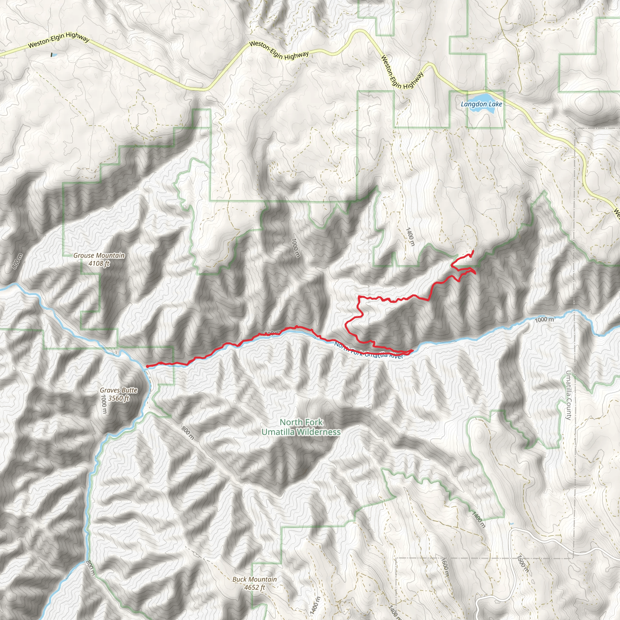 North Fork Umatilla River Trail mobile static map