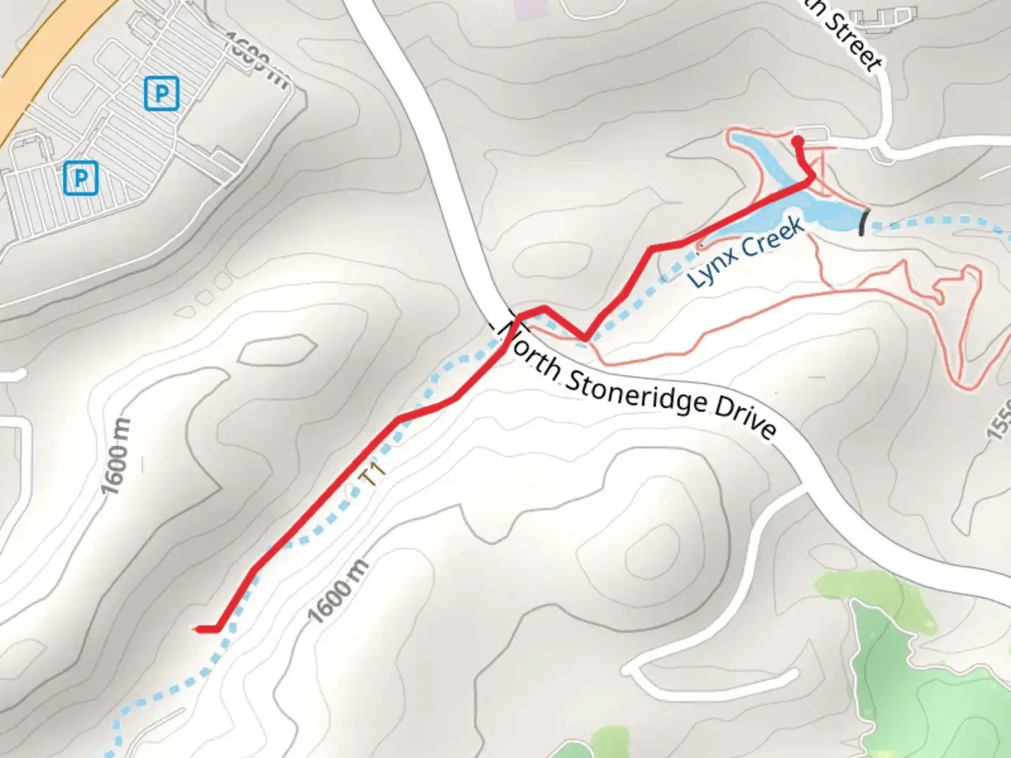 An image depicting the trail Lynx Creek Walk and its surrounding area.