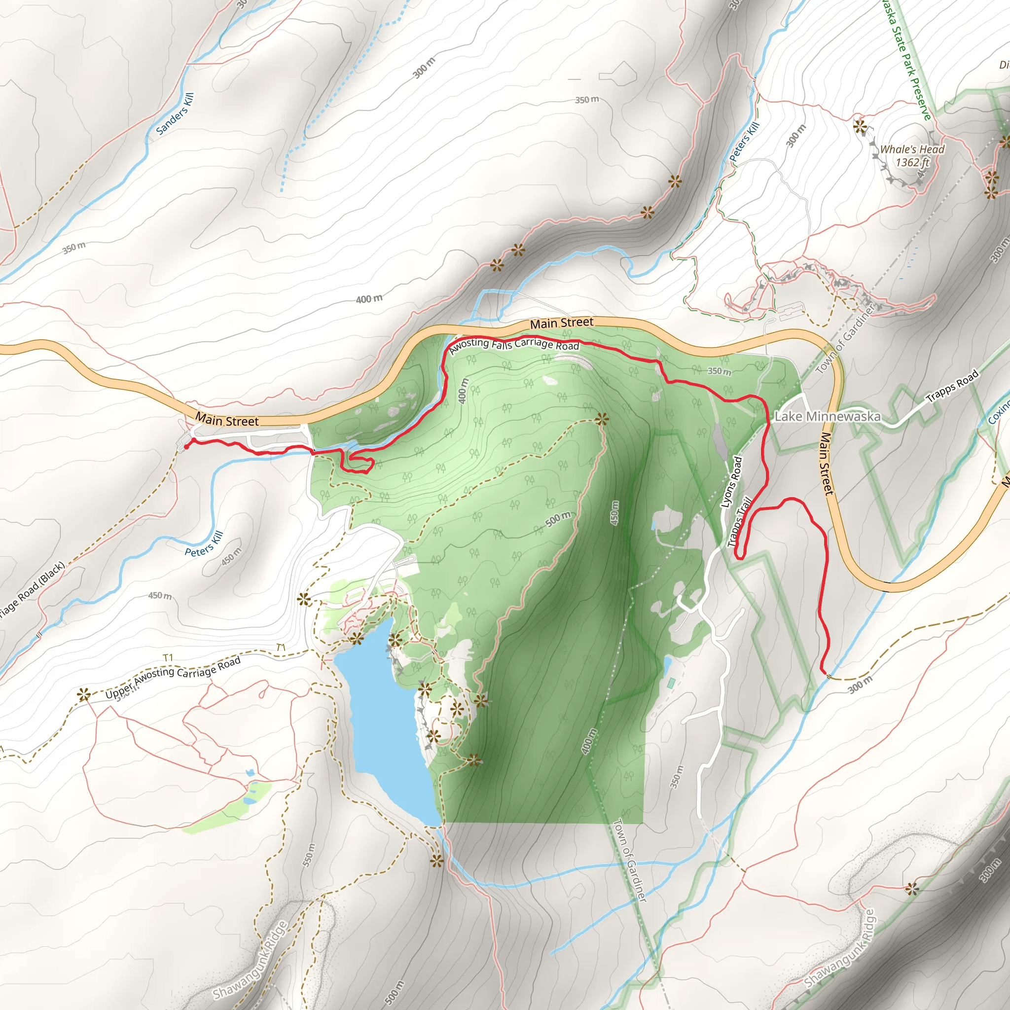 Awosting Falls and Minnewaska Lake mobile static map