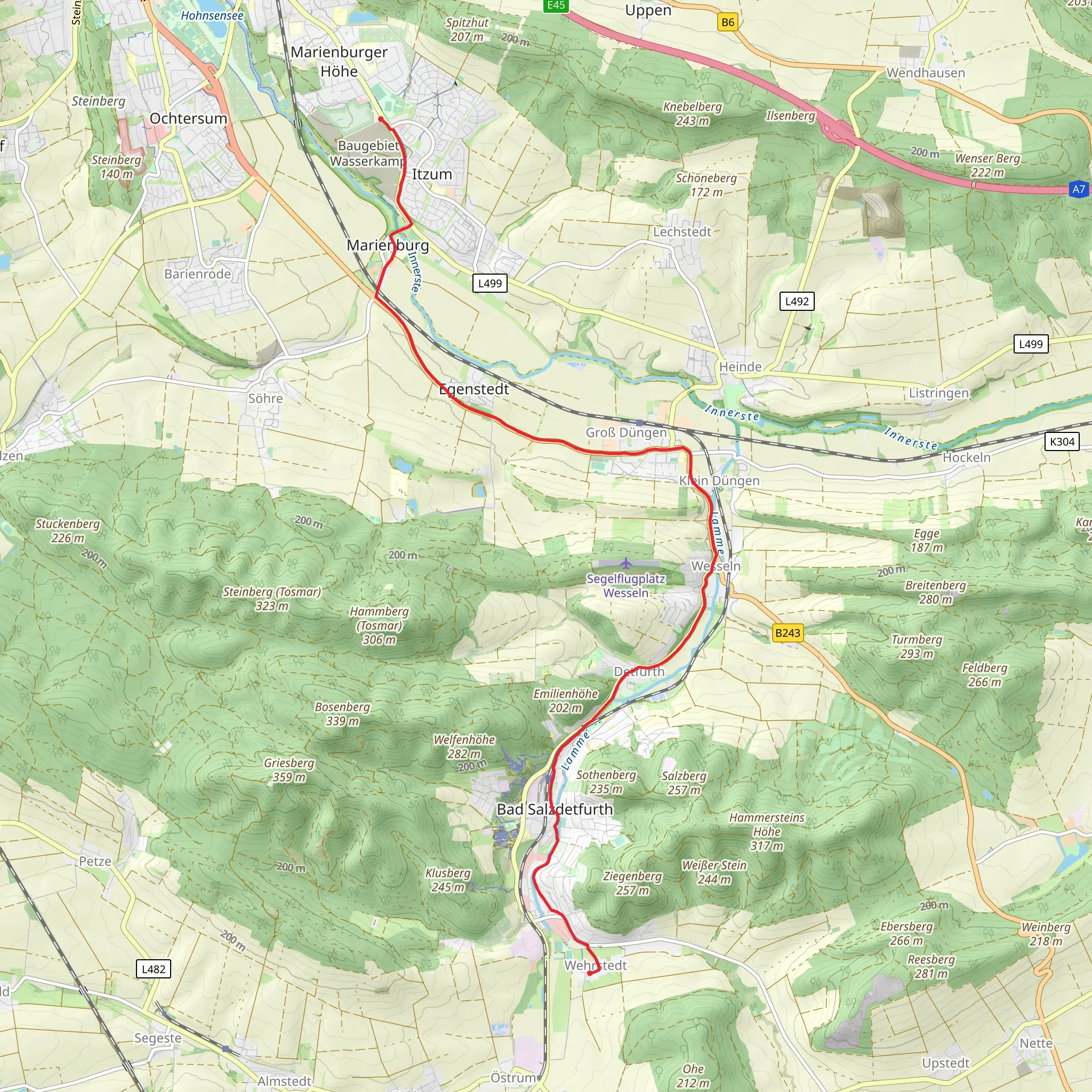 Hildesheim to Wehrstedt via Schwarzer Weg mobile static map