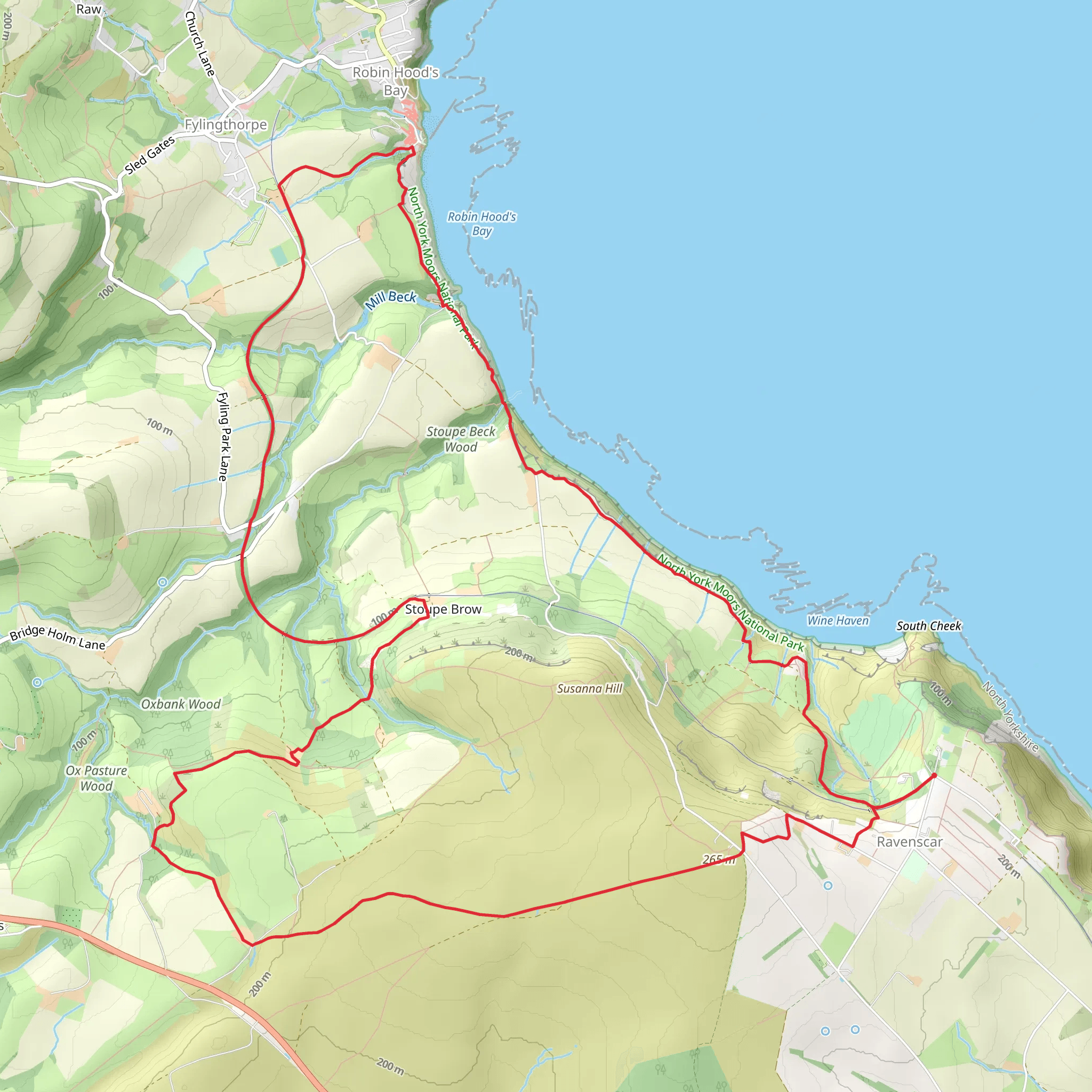 Ravenscar to Robin Hood's Bay Walk mobile static map