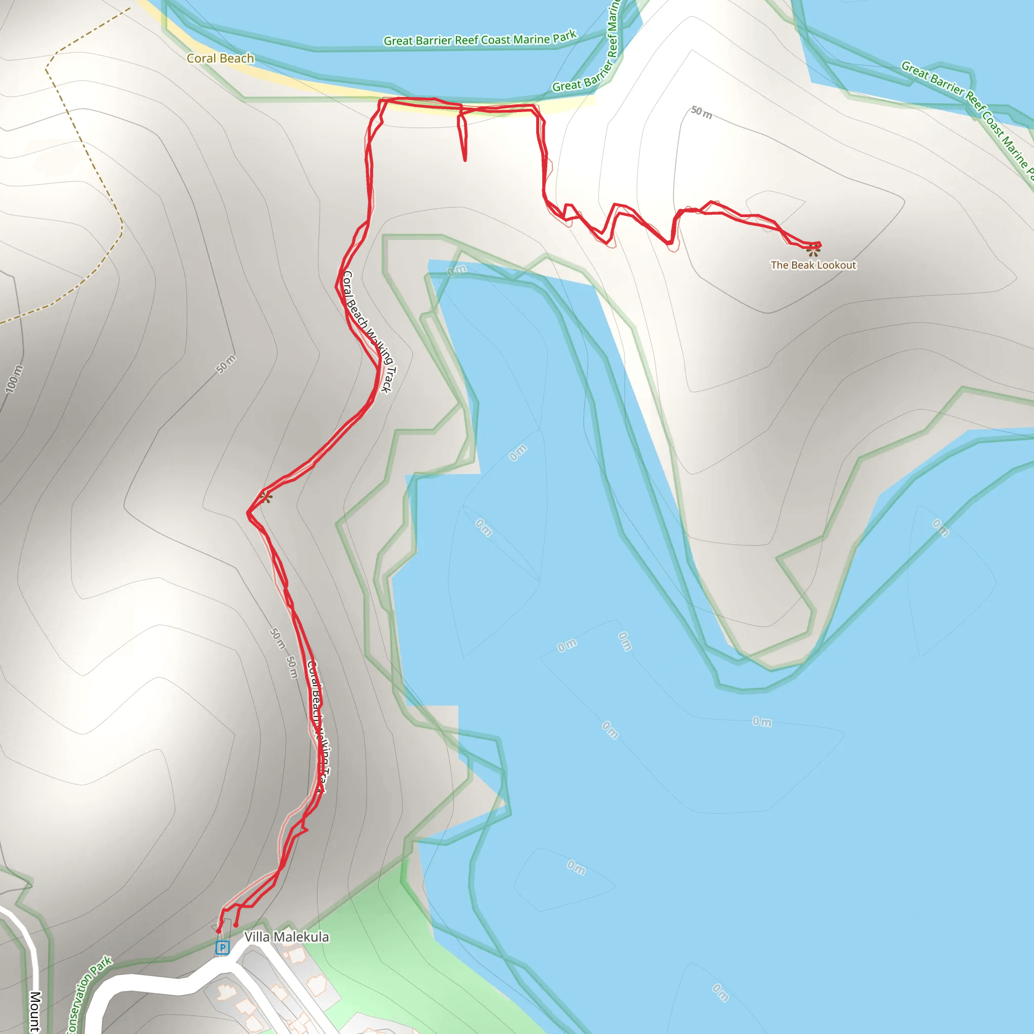 Coral Beach and The Beak Trail mobile static map