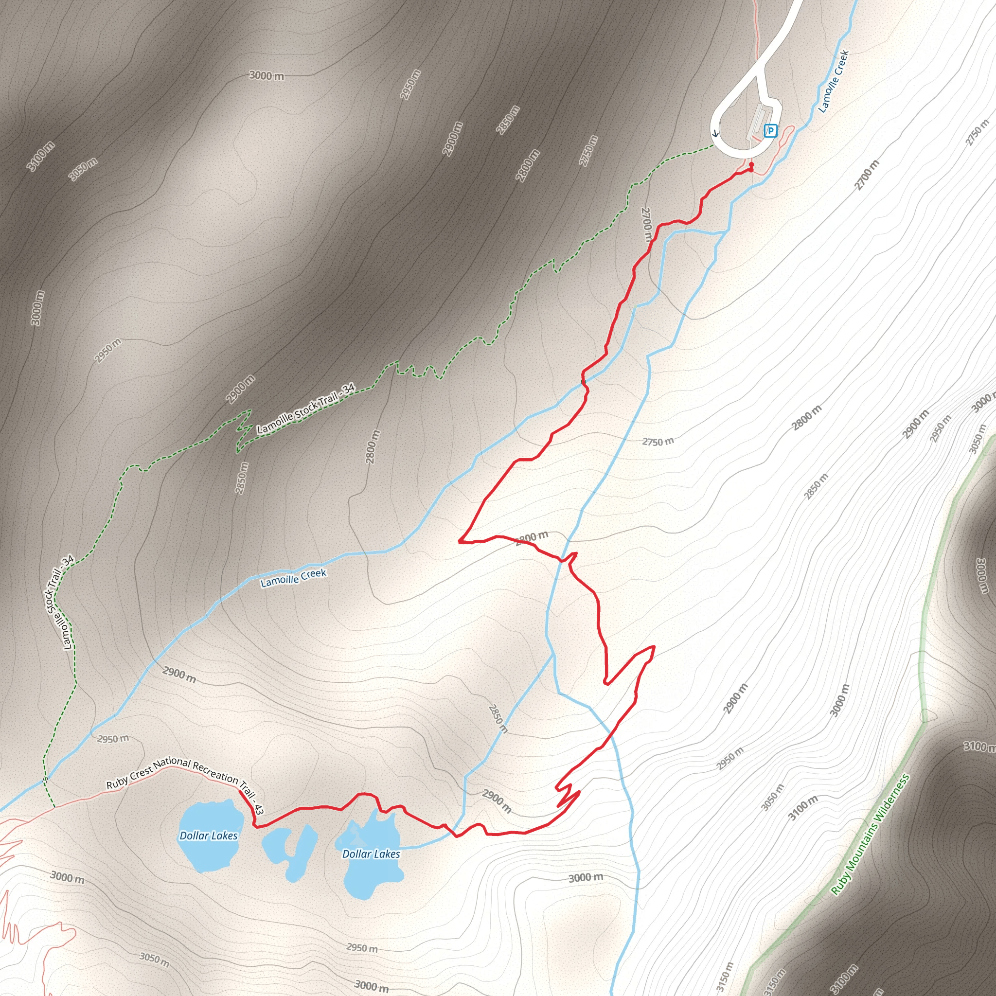 Dollar Lakes via Ruby Crest National Recreation Trail mobile static map