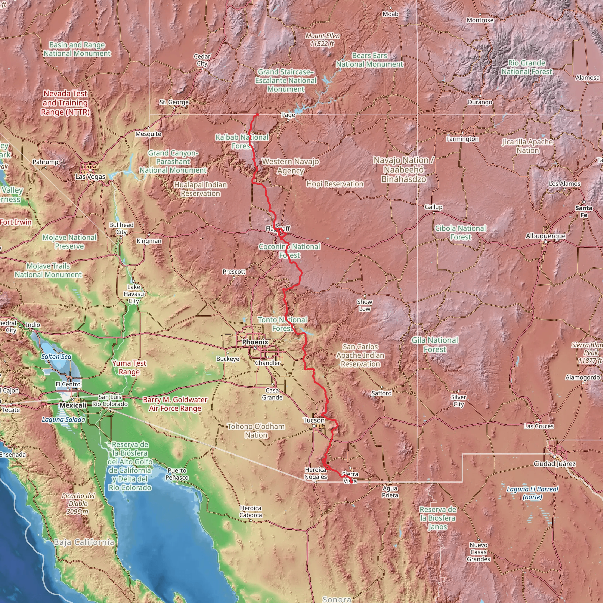 Arizona Trail mobile static map