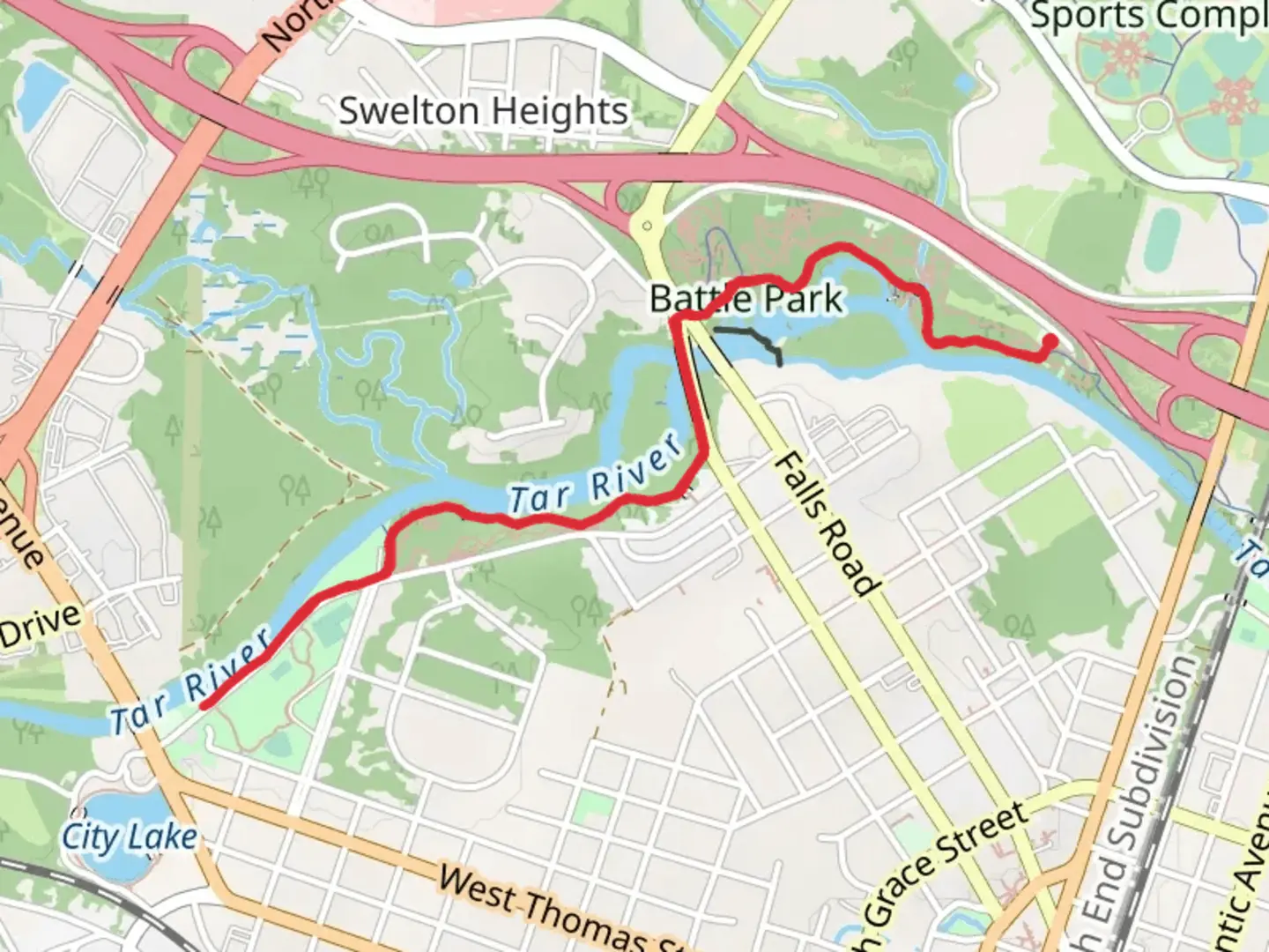 An image depicting the trail Tar River Trail and its surrounding area.