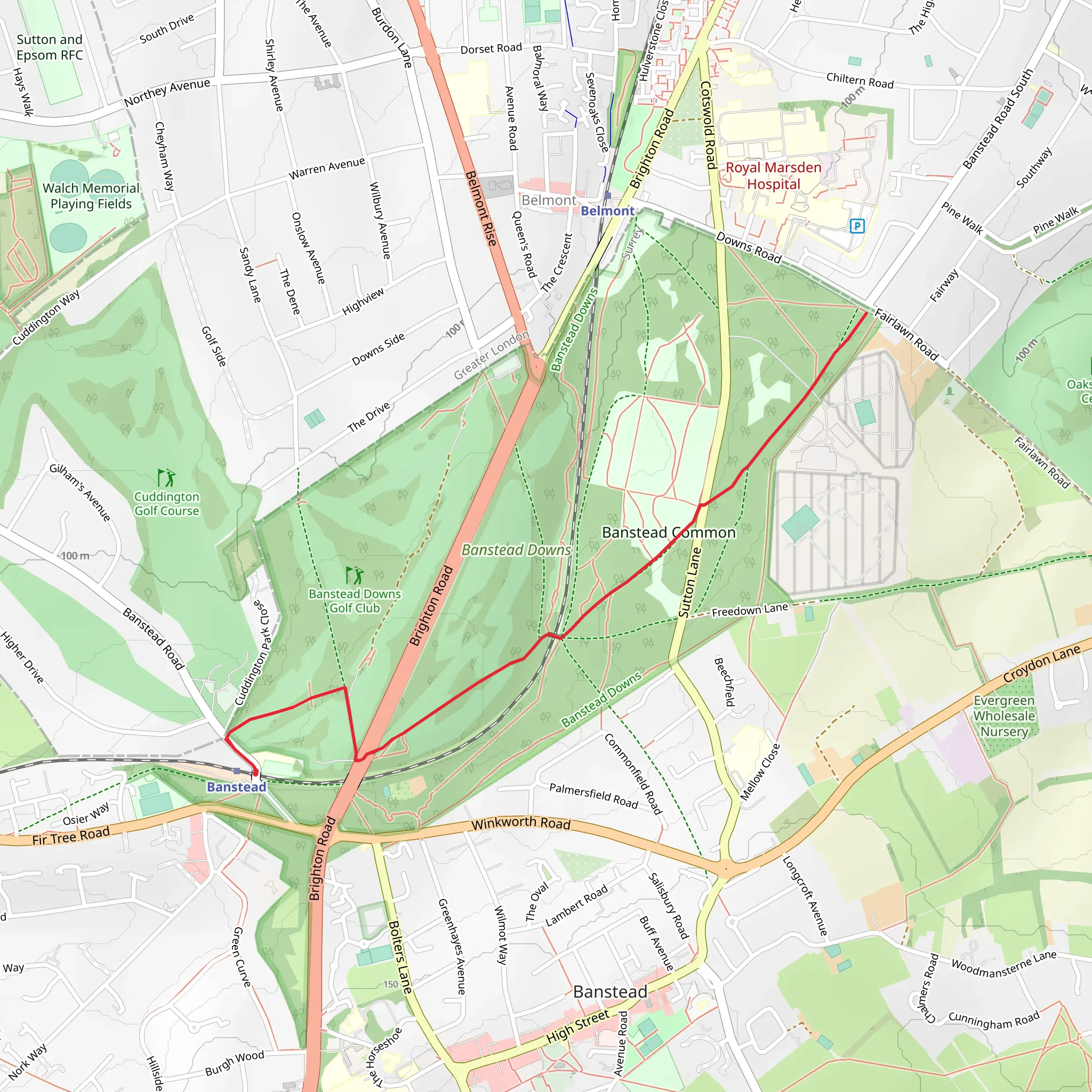 Banstead Downs mobile static map