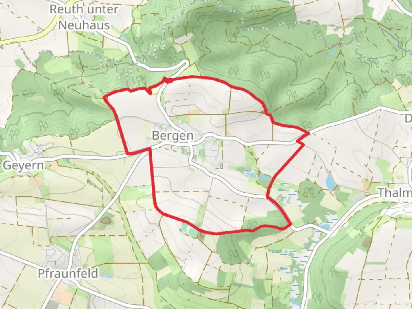 An image depicting the trail Rundweg Bergen 3 and its surrounding area.