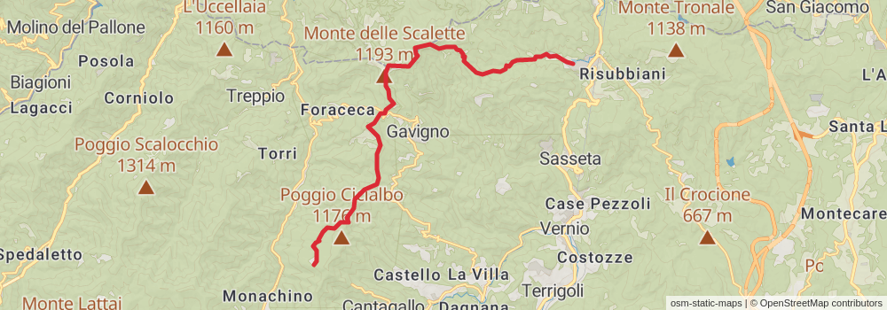 Sentiero Italia - Apennines Section stage 15 Map
