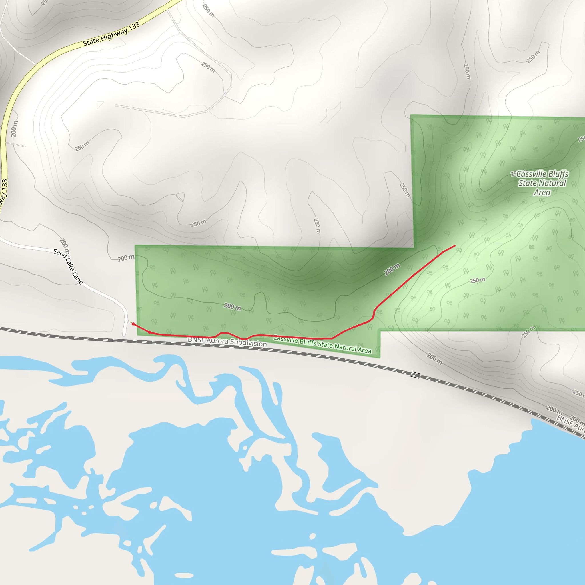 Cassville Bluffs State Natural Area Walk mobile static map