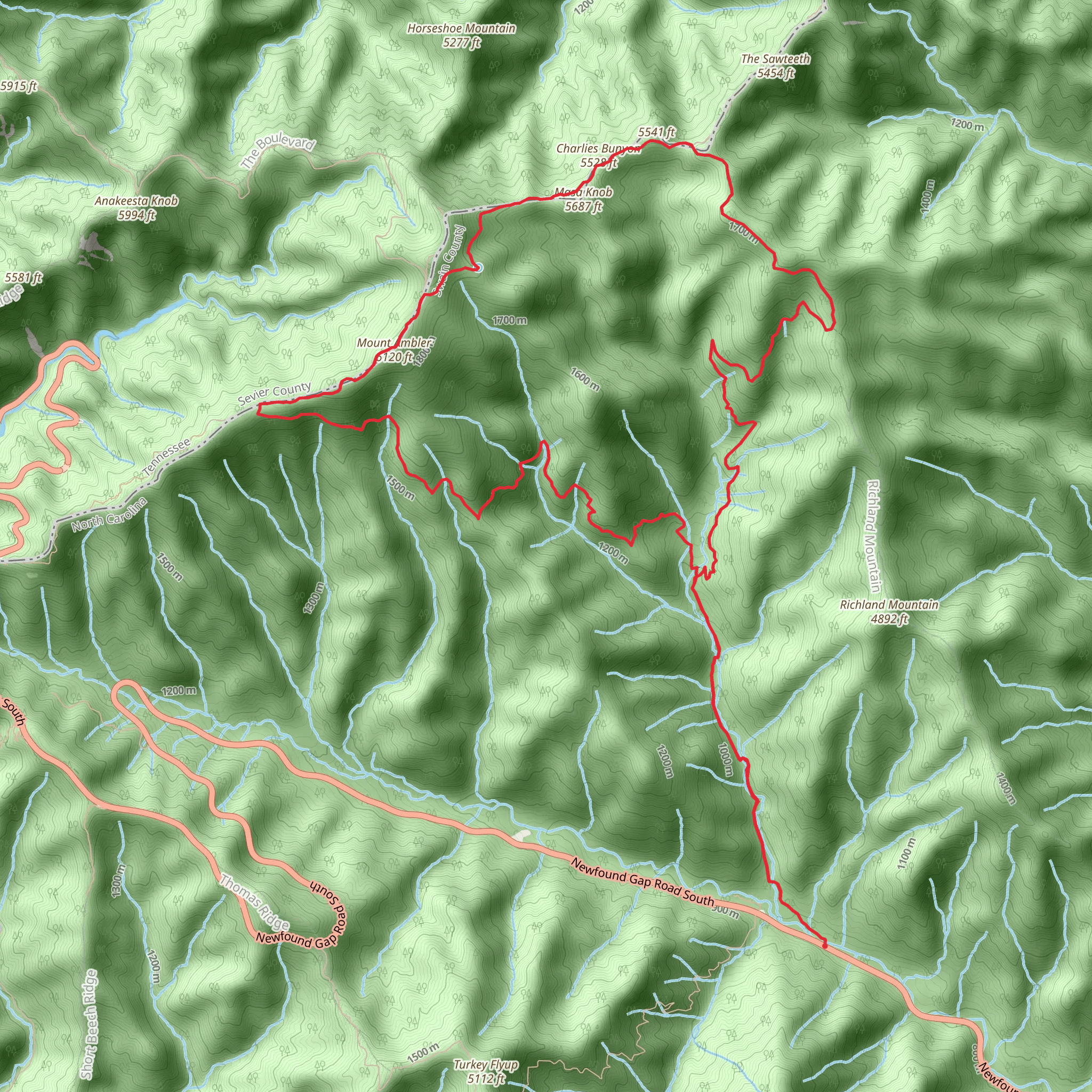 Kephart Prong, Dry Sluice Gap and Sweat Heifer Creek Loop Trail mobile static map