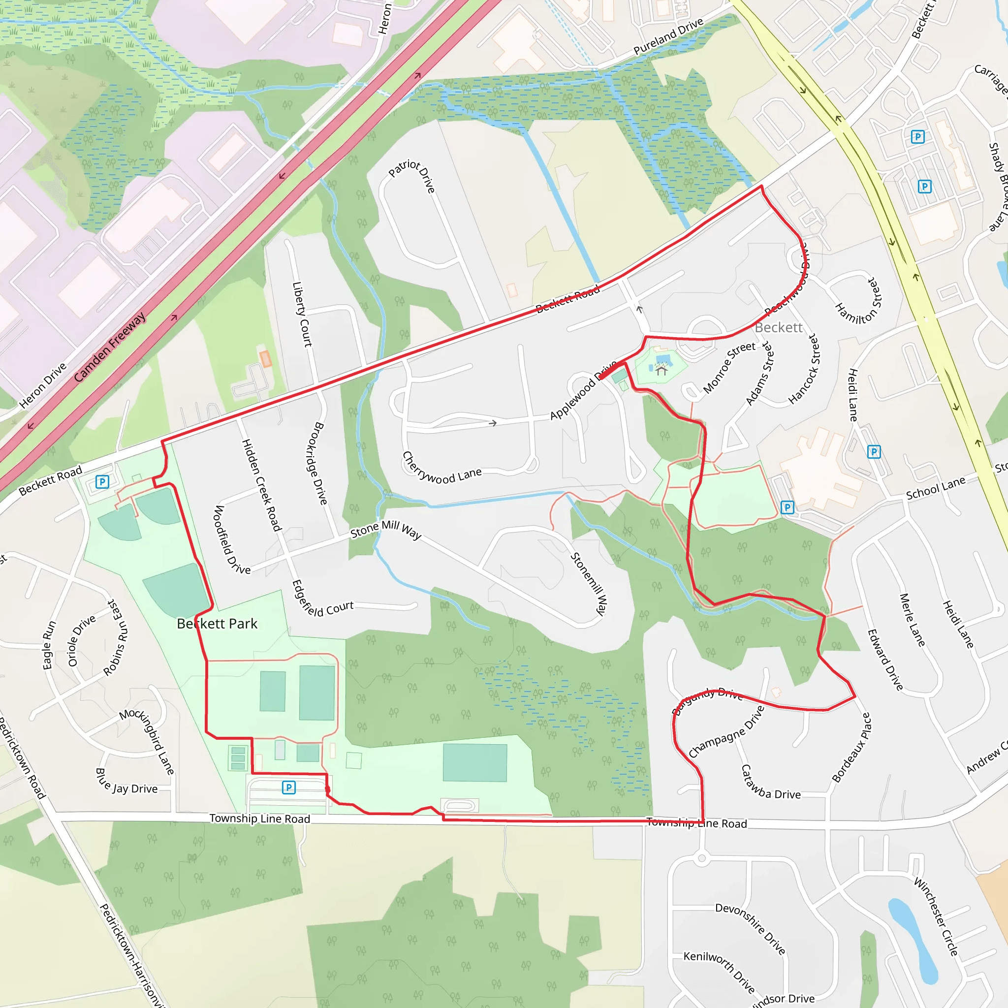 Beckett Park Loop mobile static map