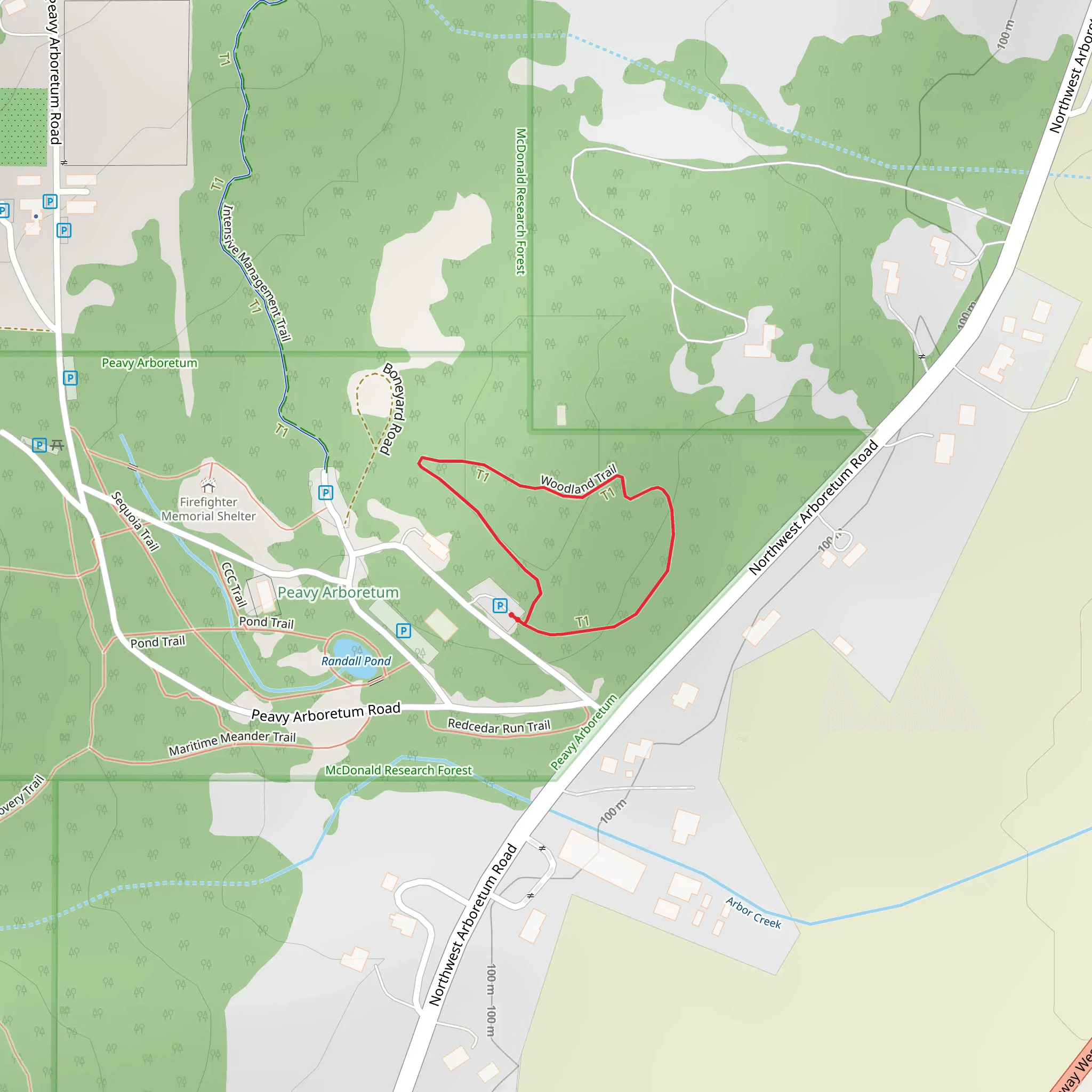 Woodland Loop Trail mobile static map