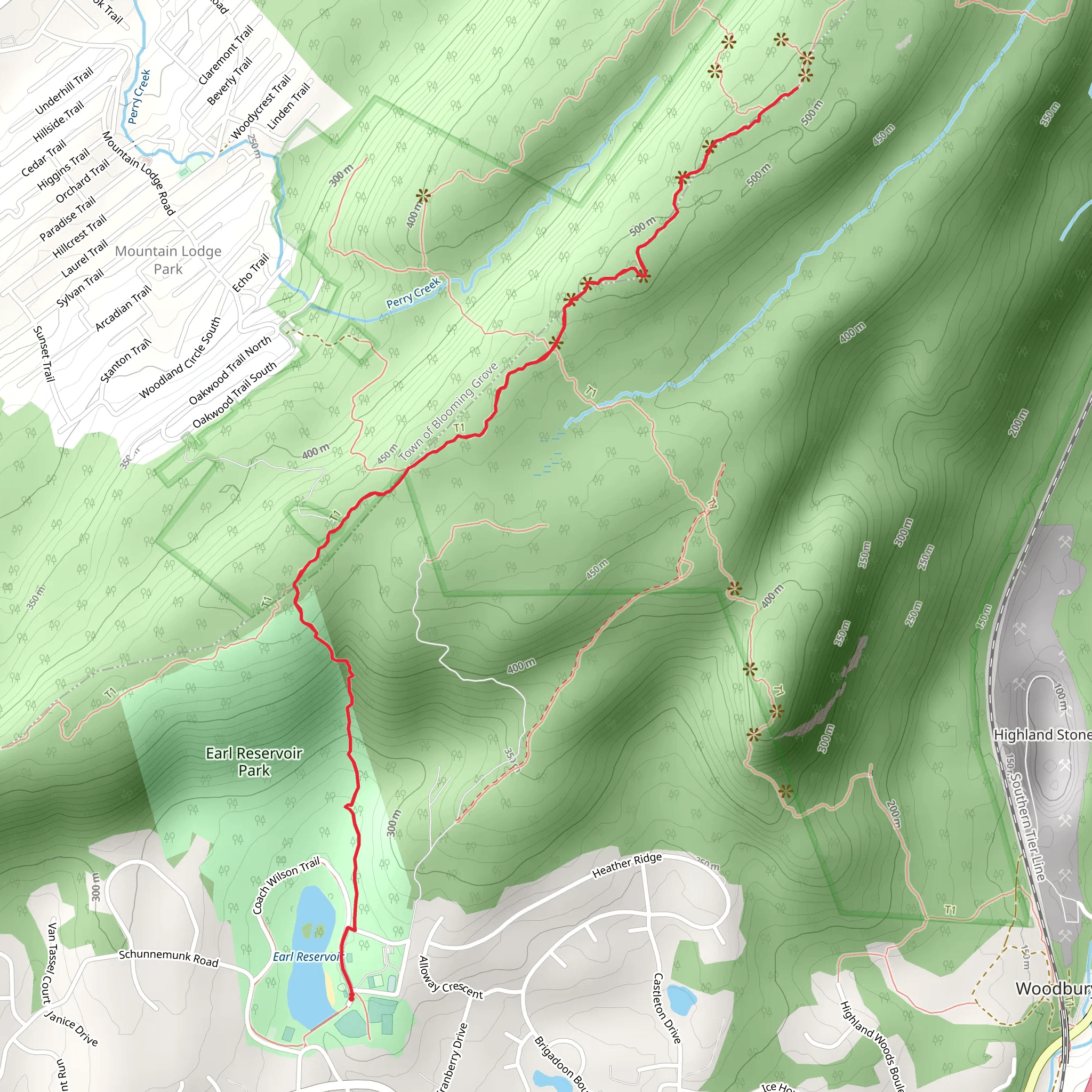 Schunnemunk Mountain Trail via Earl Reservoir mobile static map