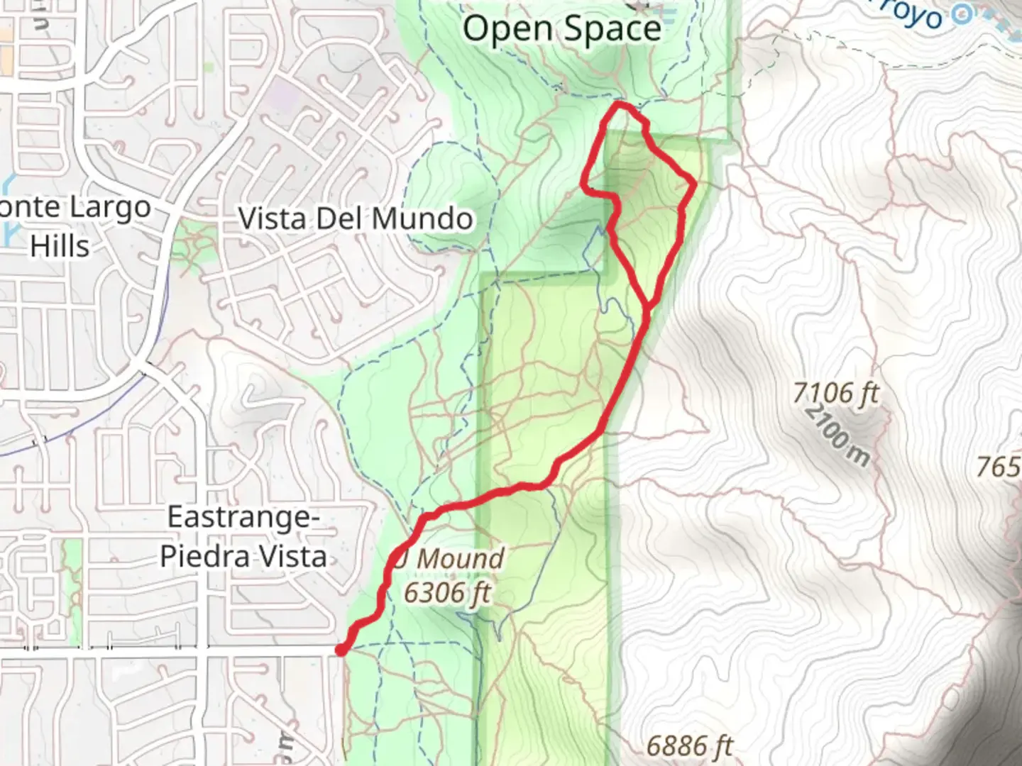 An image depicting the trail Foothills Trail - Copper Avenue Northeast and its surrounding area.