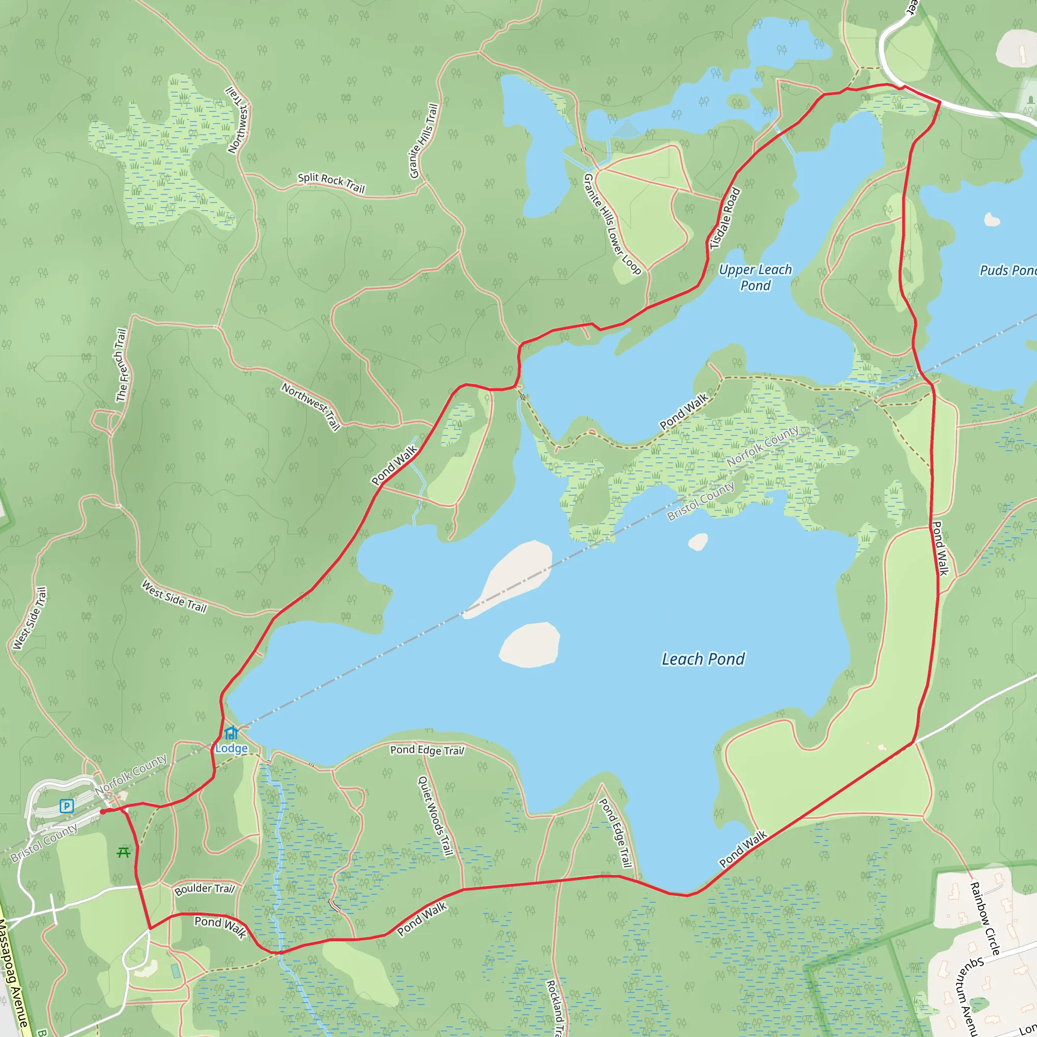 Leach Ponds and Puds Pond Loop Trail mobile static map