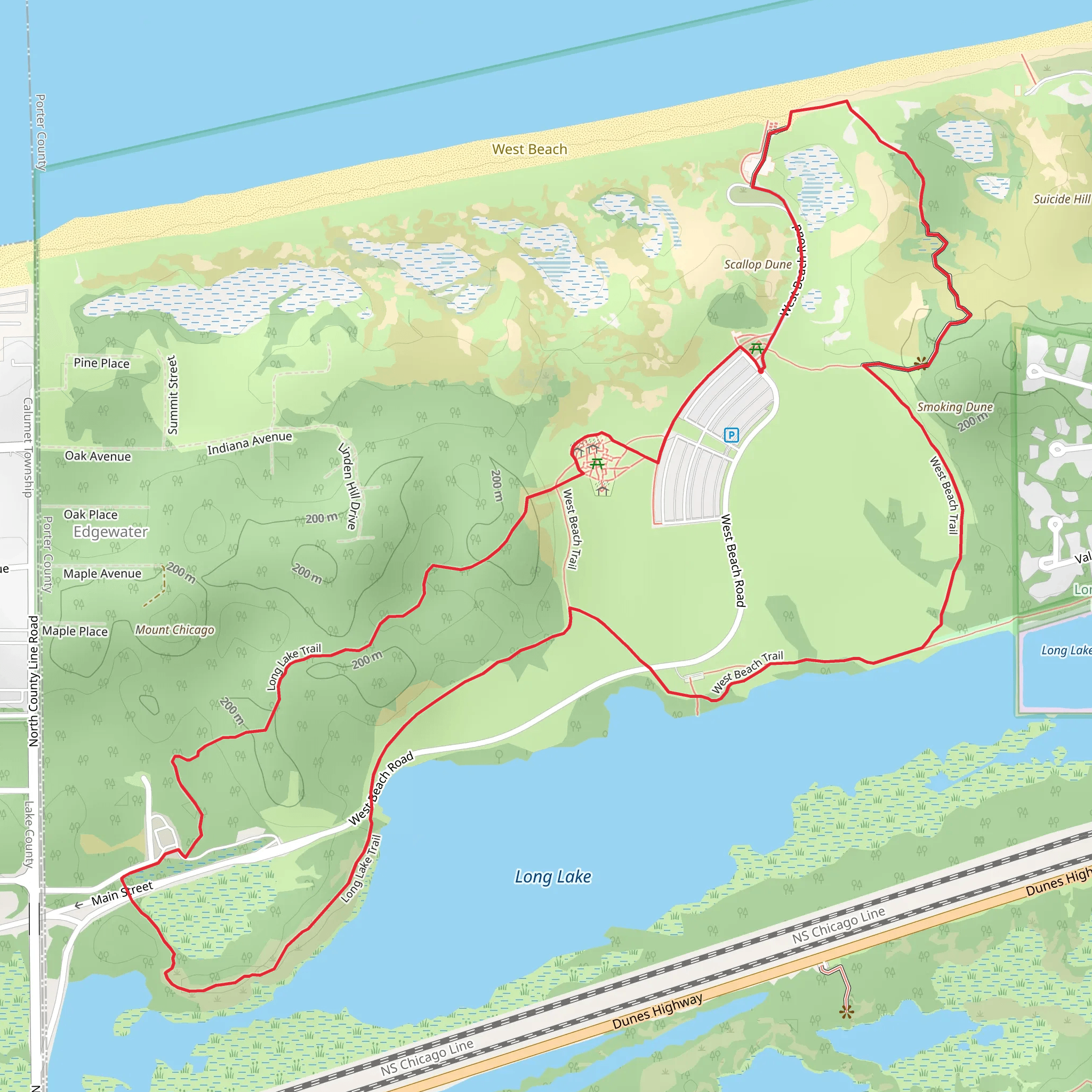 Scallop Dune, Smoking Dune and Long Lake Loop mobile static map