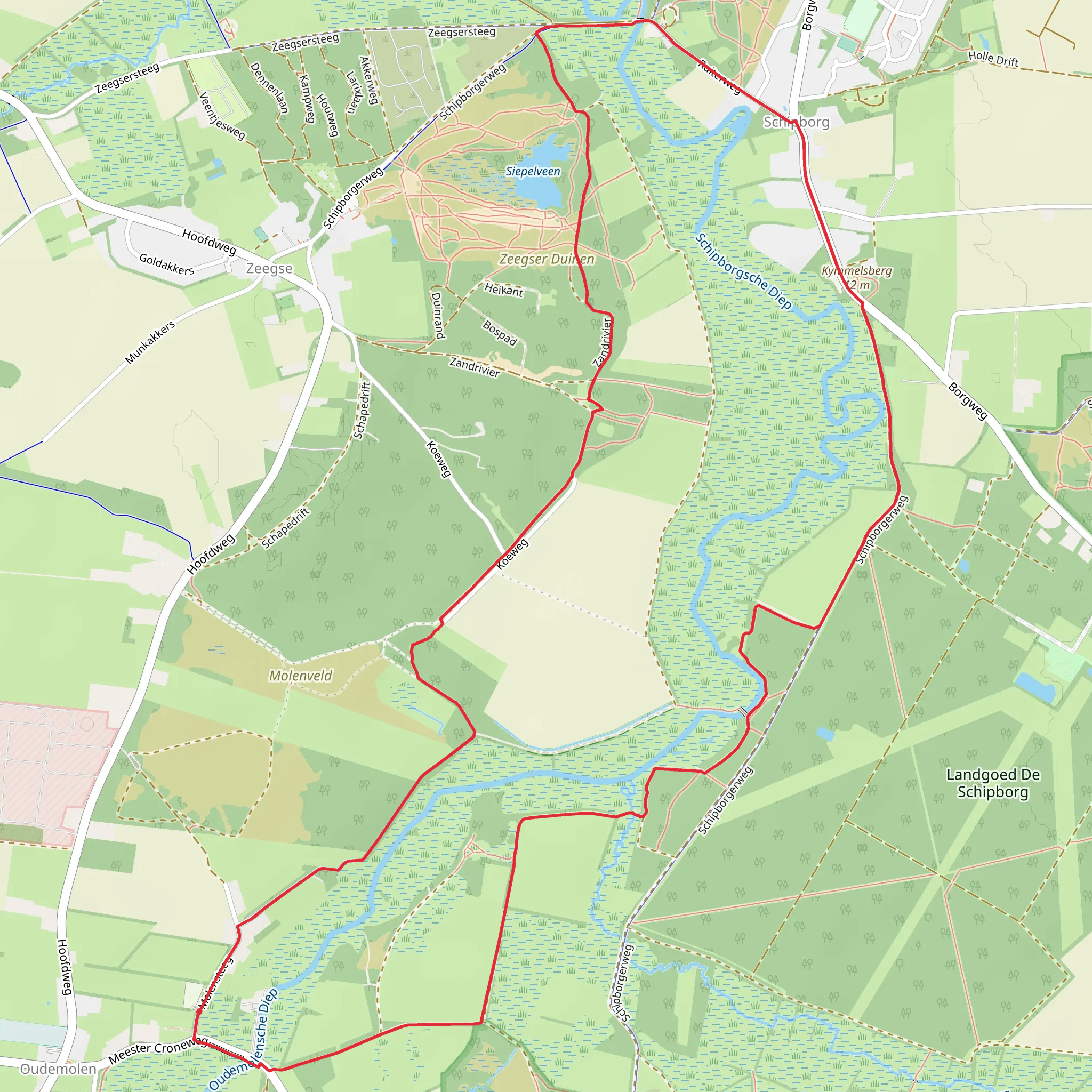 De Borg, Siepelveen and Mooi Zeegse Loop mobile static map