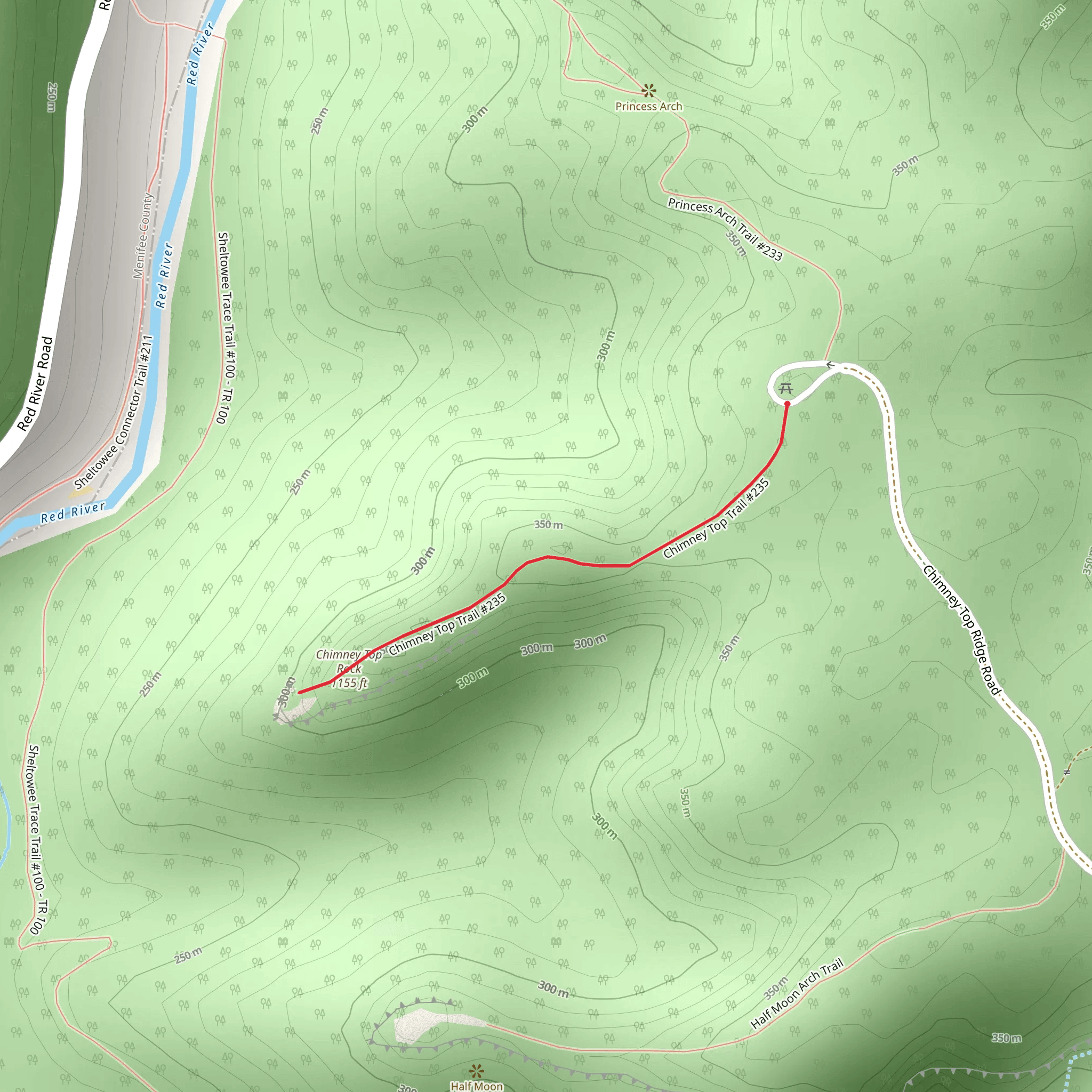 Chimney Top Rock Trail mobile static map