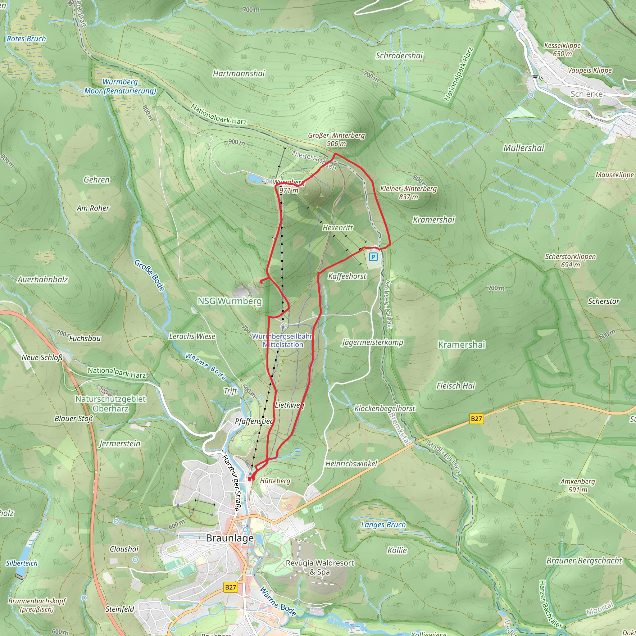 Wurmberg, Speichersee Wurmberg and Großer Winterberg Loop mobile static map