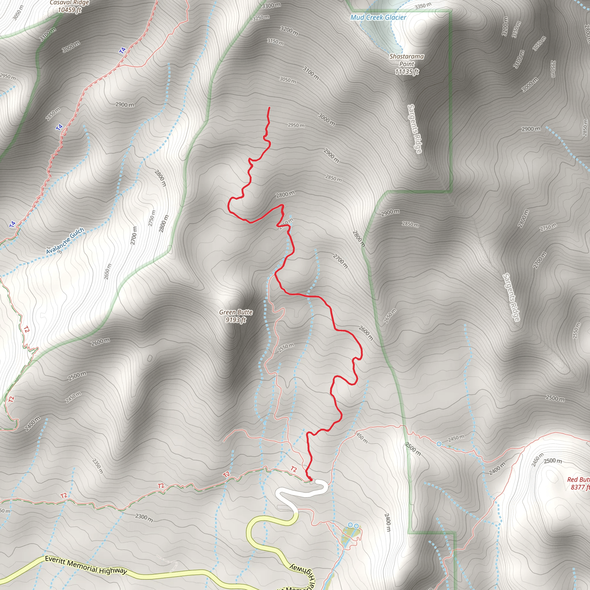 Green Butte Trail mobile static map