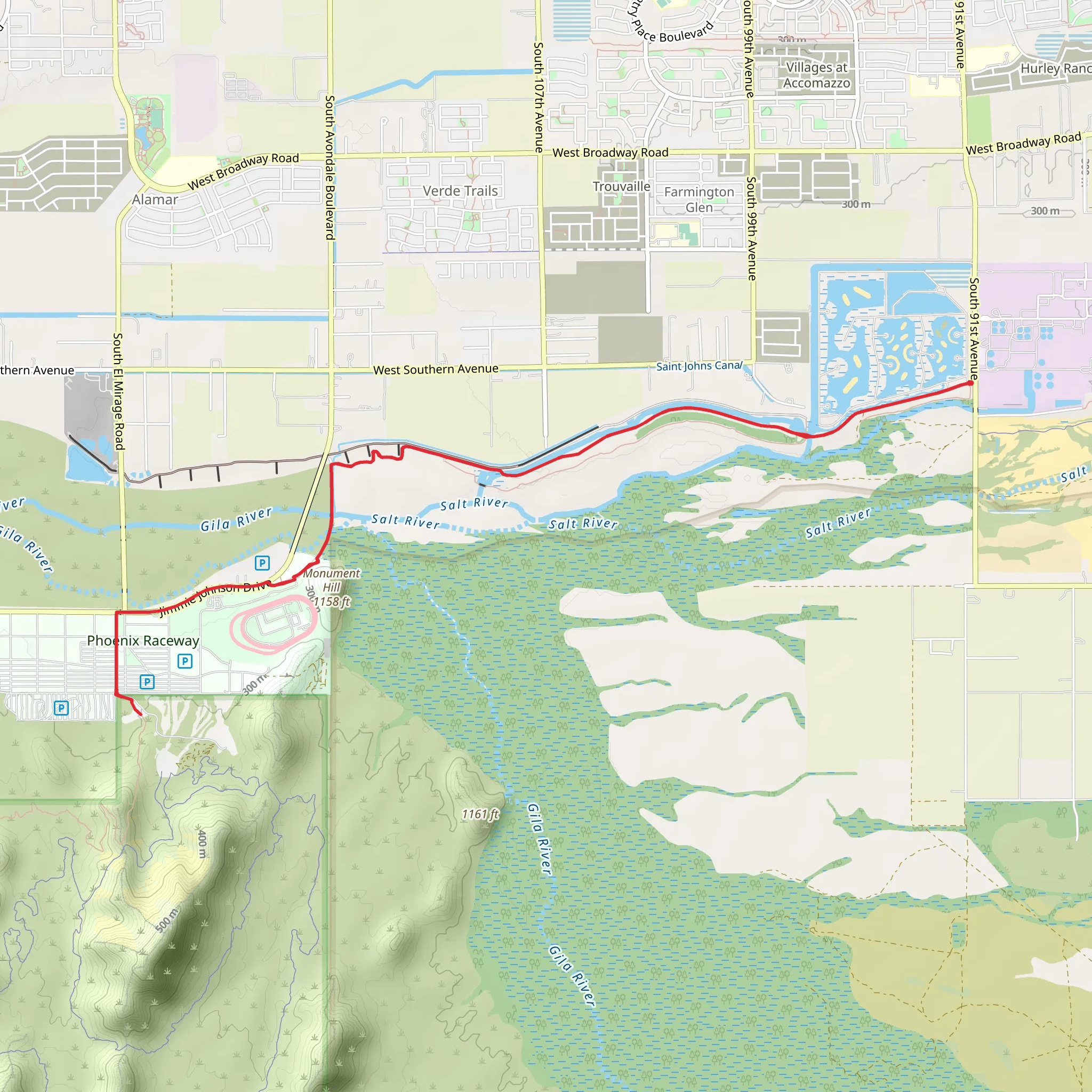 Maricopa Trail from South 31st Avenue mobile static map
