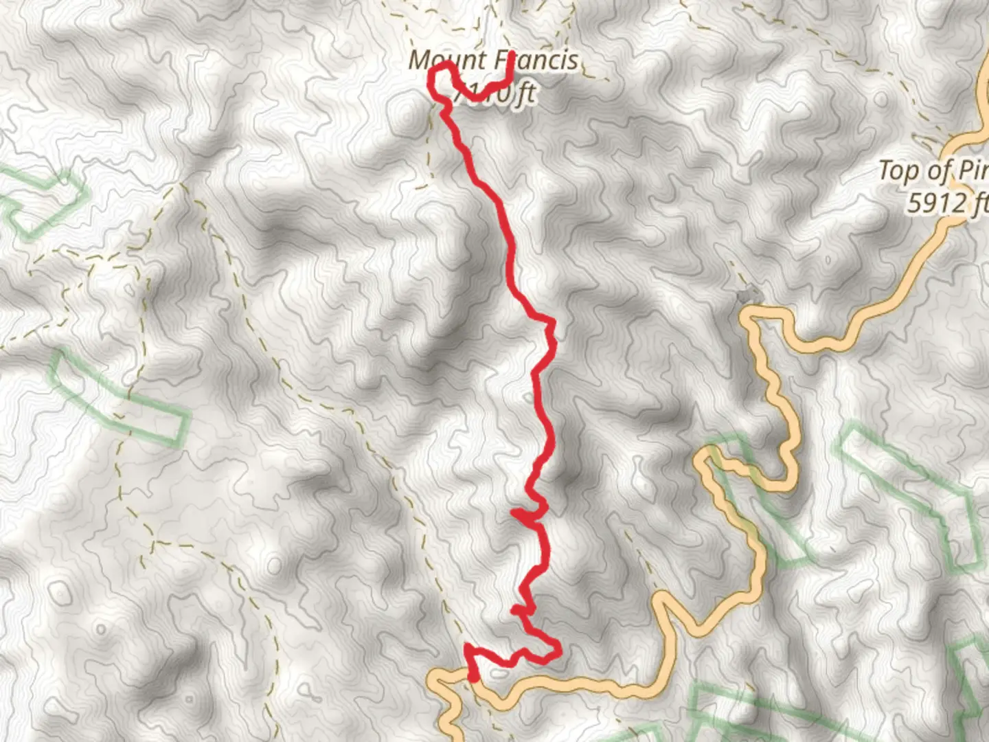 An image depicting the trail Mount Francis and Dopper Peak and its surrounding area.