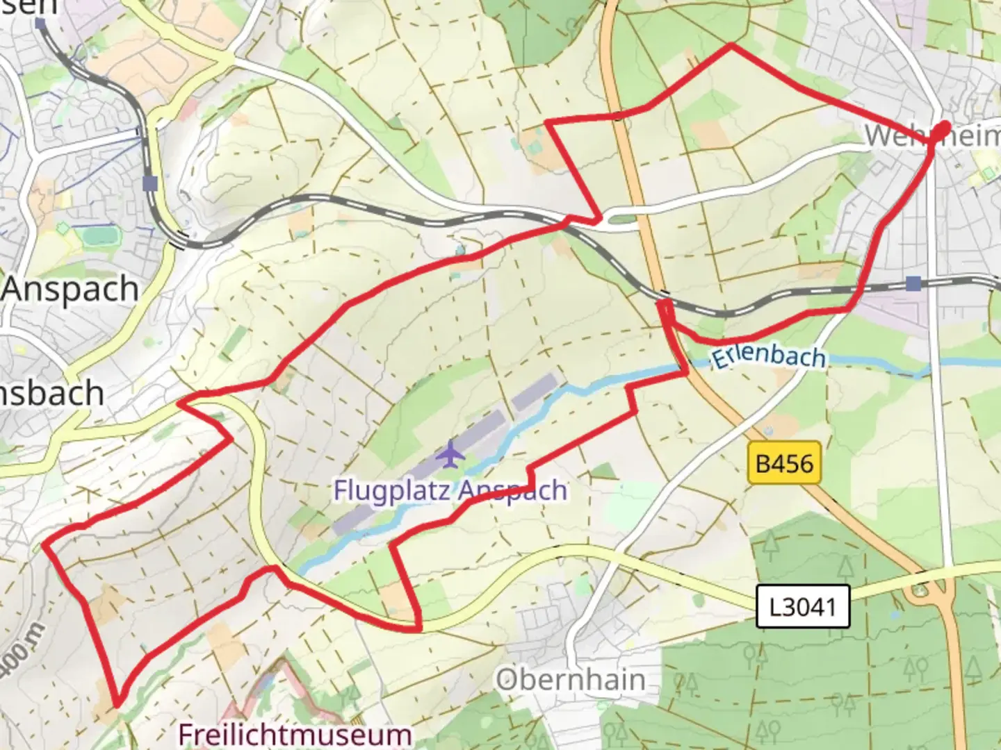 An image depicting the trail Werheim Loop and its surrounding area.