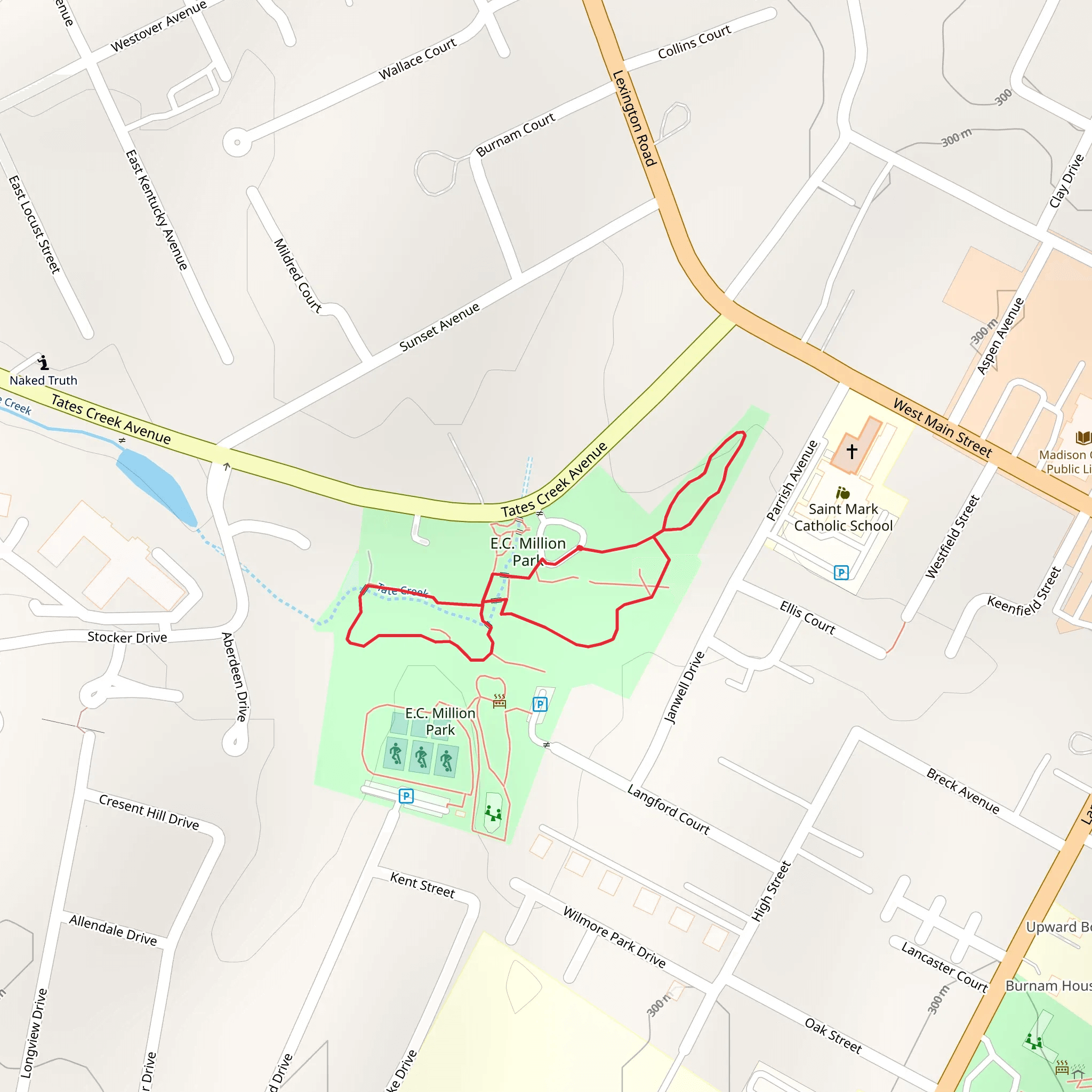 E C Million Park and Tate Creek Loop mobile static map
