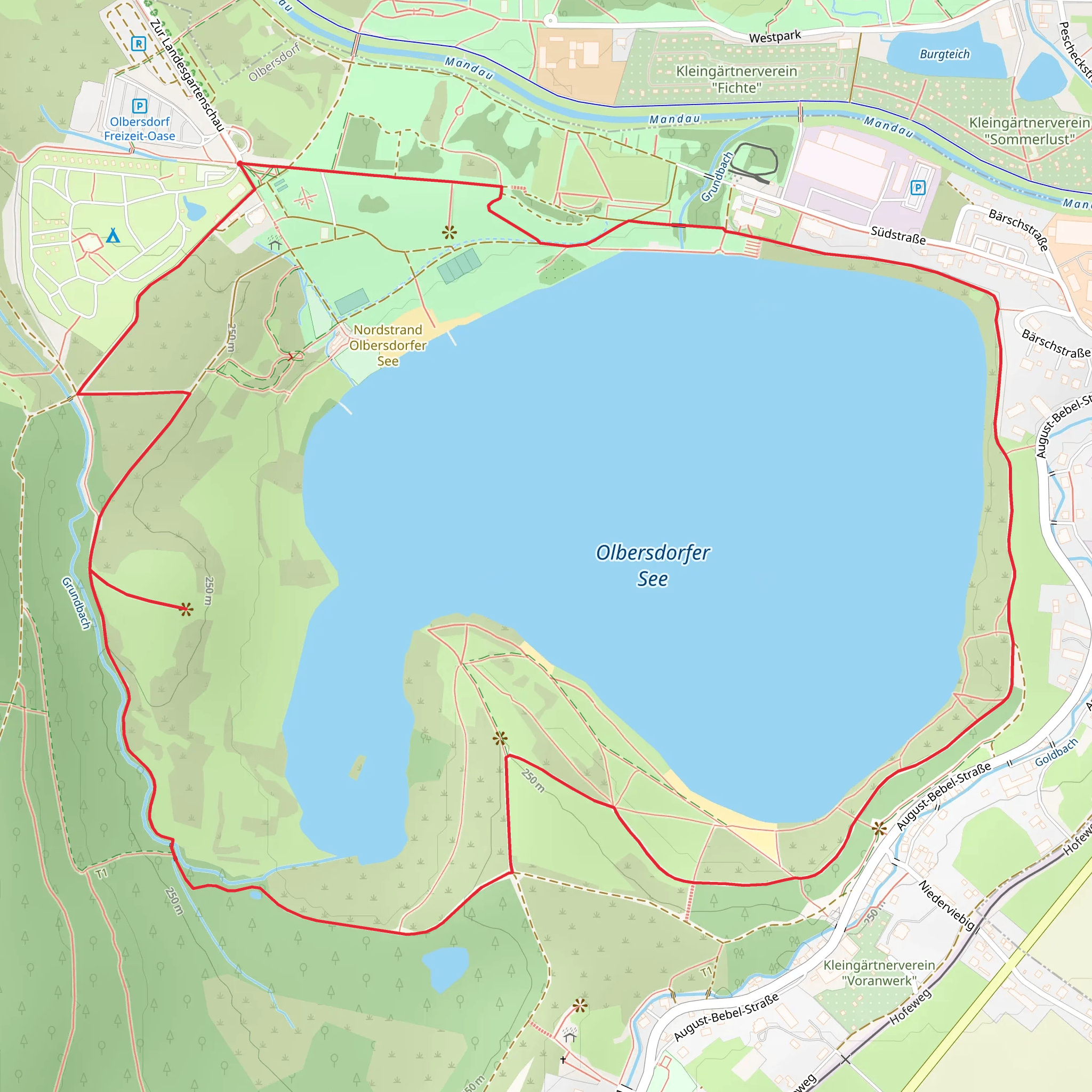 Helmut Sattler Aussicht and Olbersdorfer See via Olbersdorfer See Nord - Hartau mobile static map
