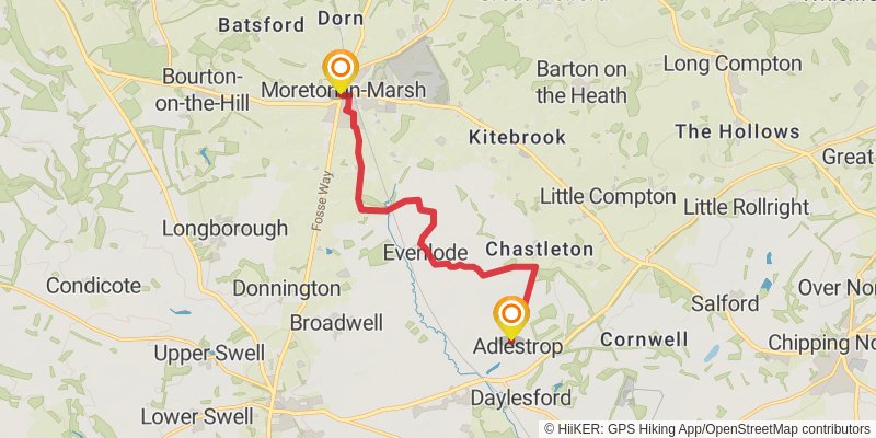 North Cotswold Diamond Way stage 6 Map