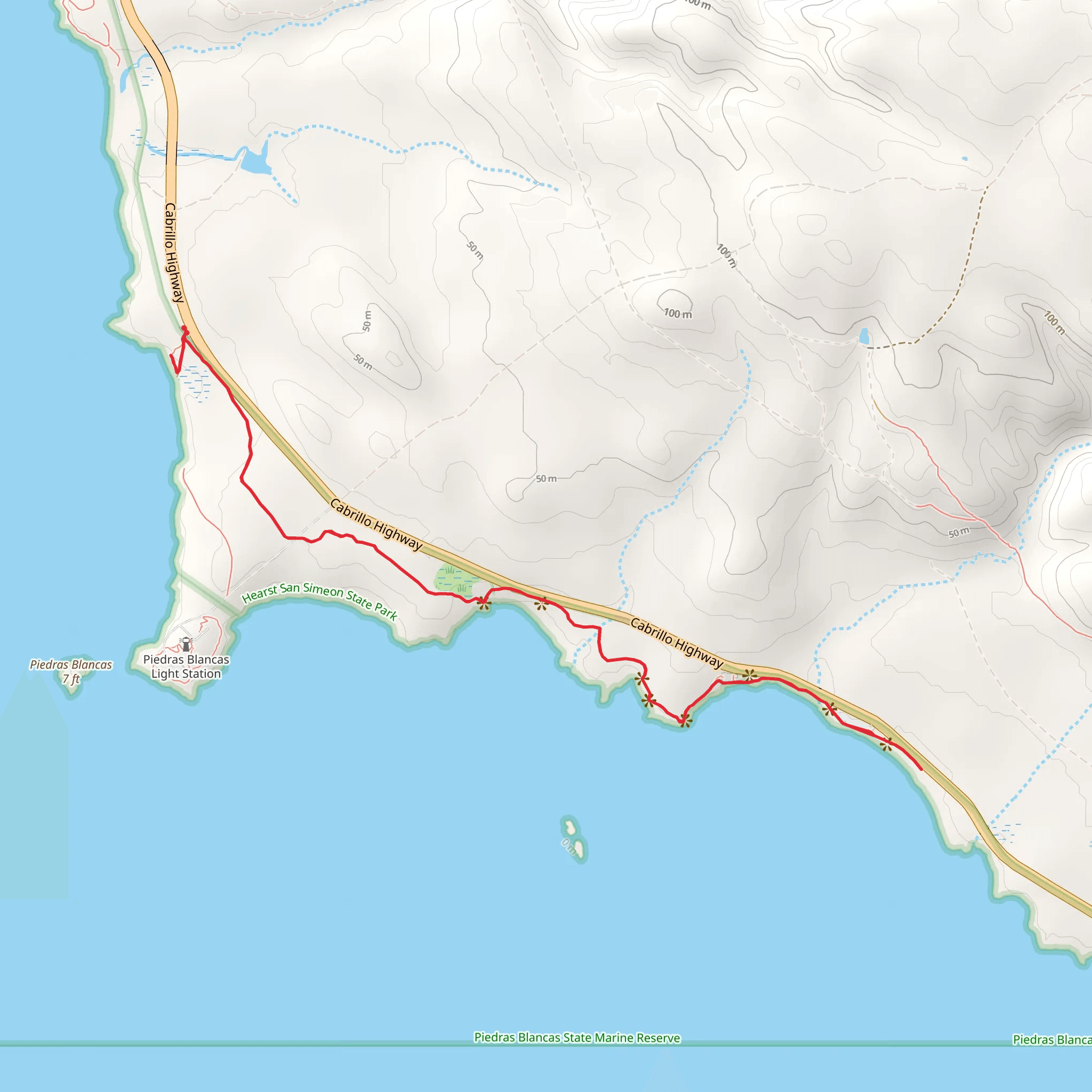 Lighthouse and Elephant Seals Overlook Trail mobile static map