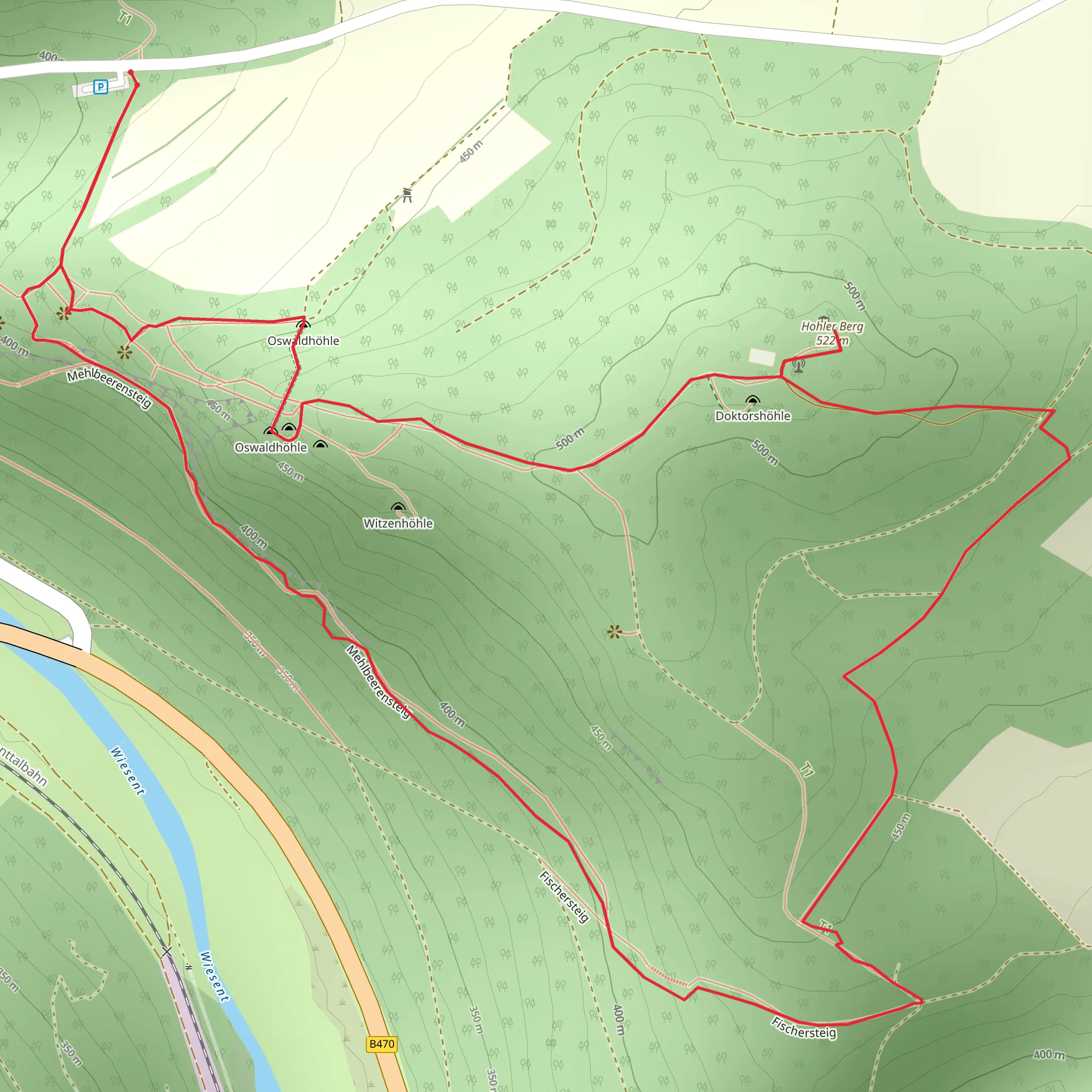 Hohler Berg via Frankenweg Teil and Geuergsweg mobile static map