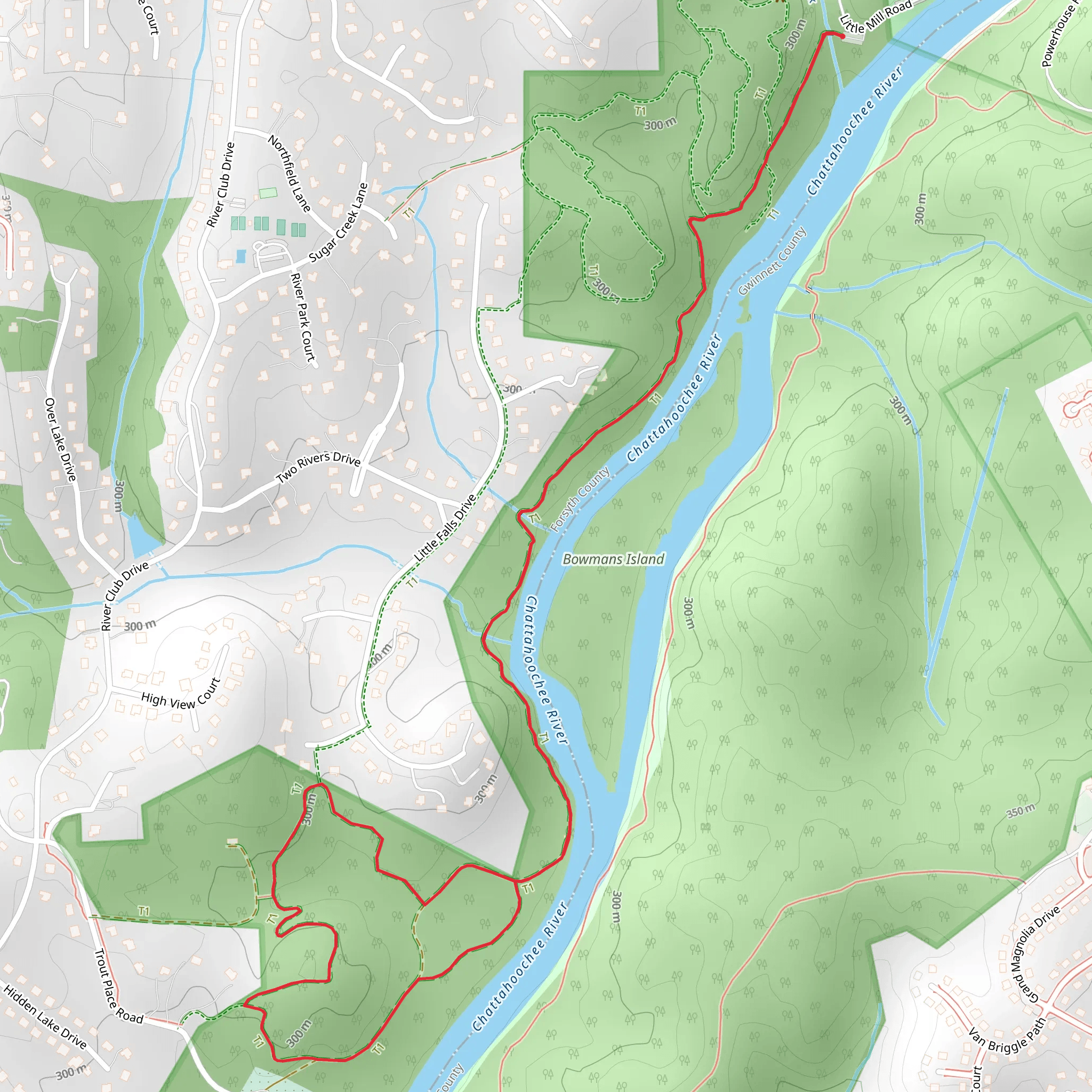 Walk along Chattahoochee River mobile static map