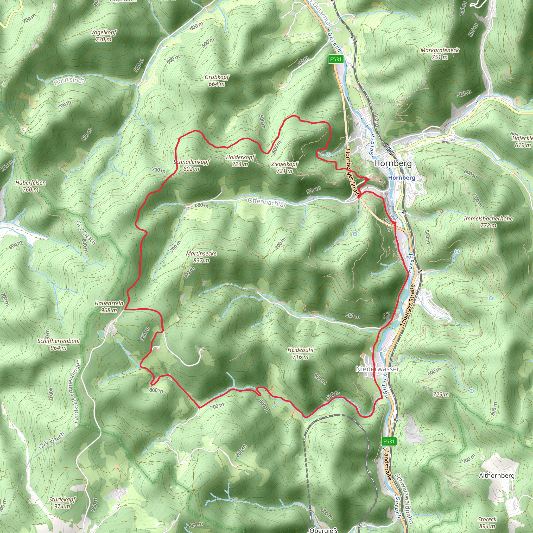 Hornberg to Hauenstein Loop mobile static map