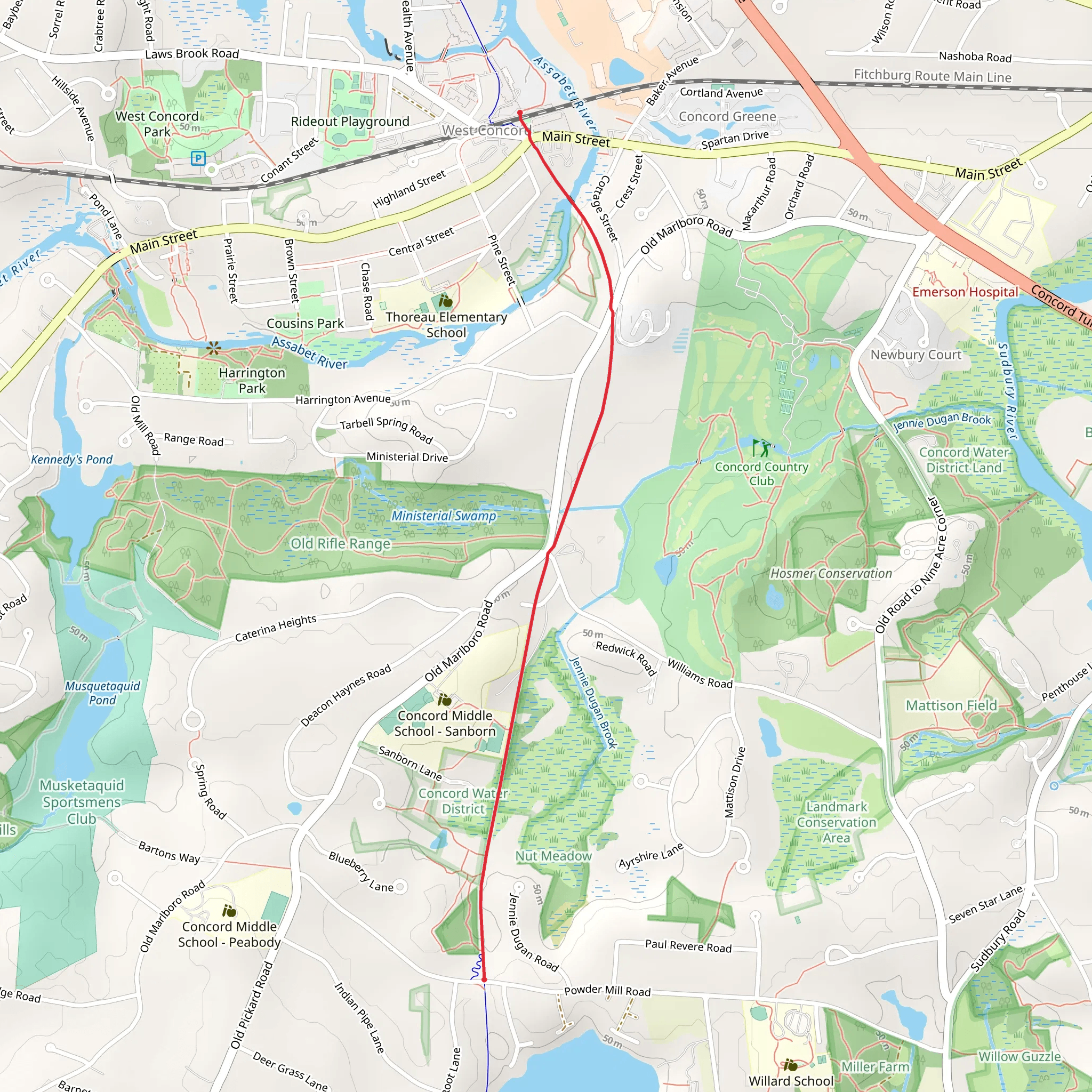 Bruce Freeman Rail Trail mobile static map