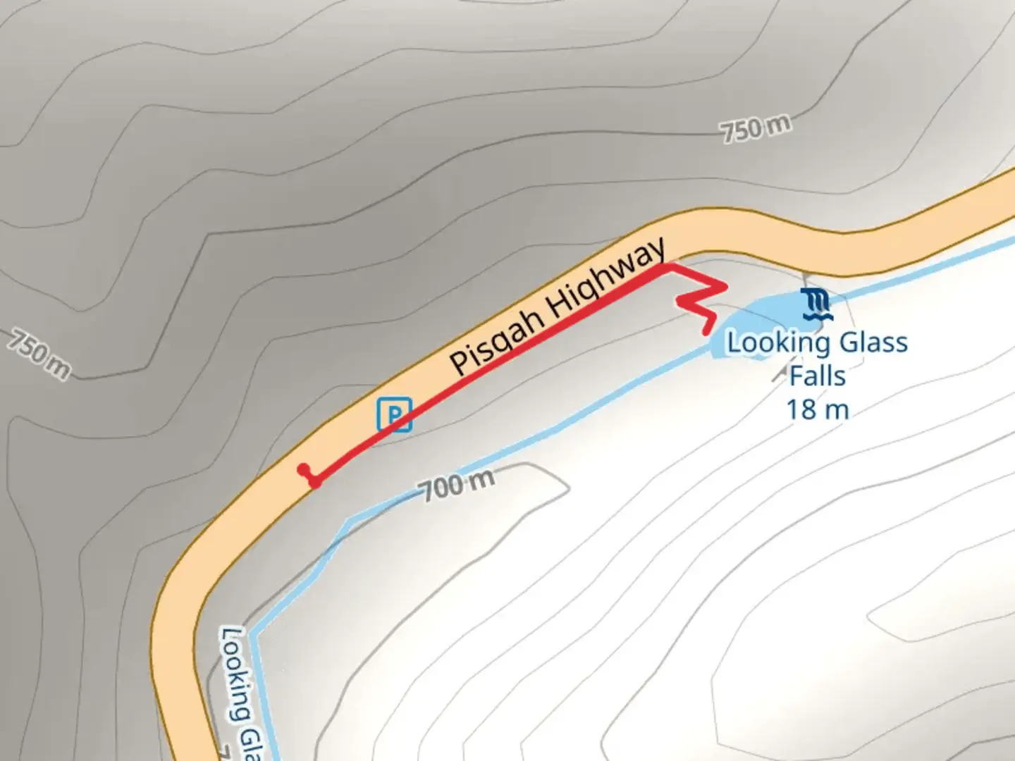 An image depicting the trail Looking Glass Creek and its surrounding area.