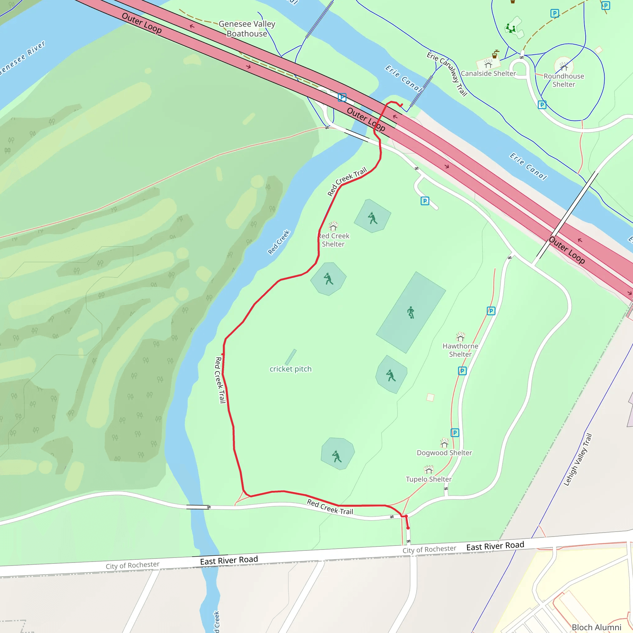 Red Creek Trail to Erie Canal mobile static map
