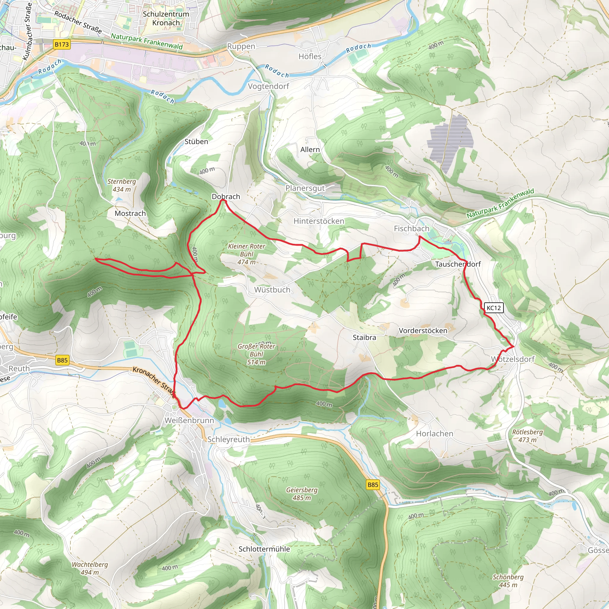Frankenwaldsteigla Stuebengrabenweg Loop mobile static map